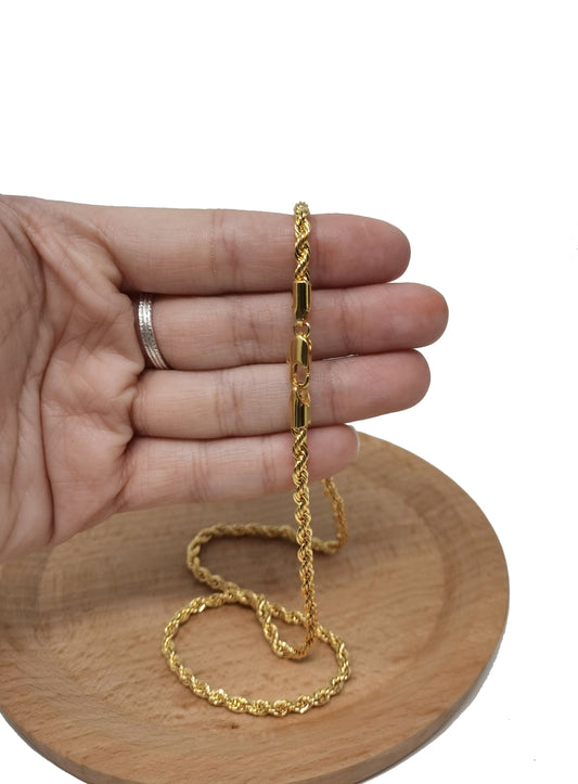 1pc 19.7'' Ready to Use 24K Gold Rope Necklace Chain, Layering Bold Rope Chain Dainty Necklace, For Pendant Charm Necklace, CH-886