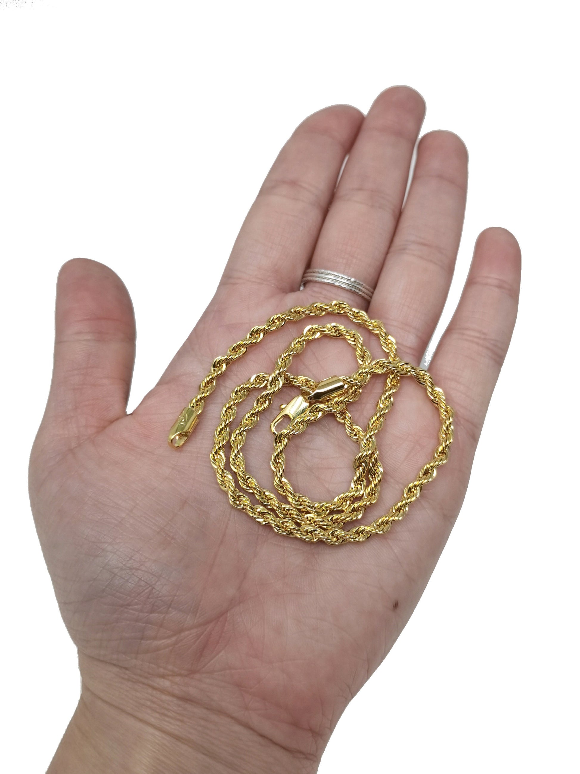 1pc 19.7'' Ready to Use 24K Gold Rope Necklace Chain, Layering Bold Rope Chain Dainty Necklace, For Pendant Charm Necklace, CH-886