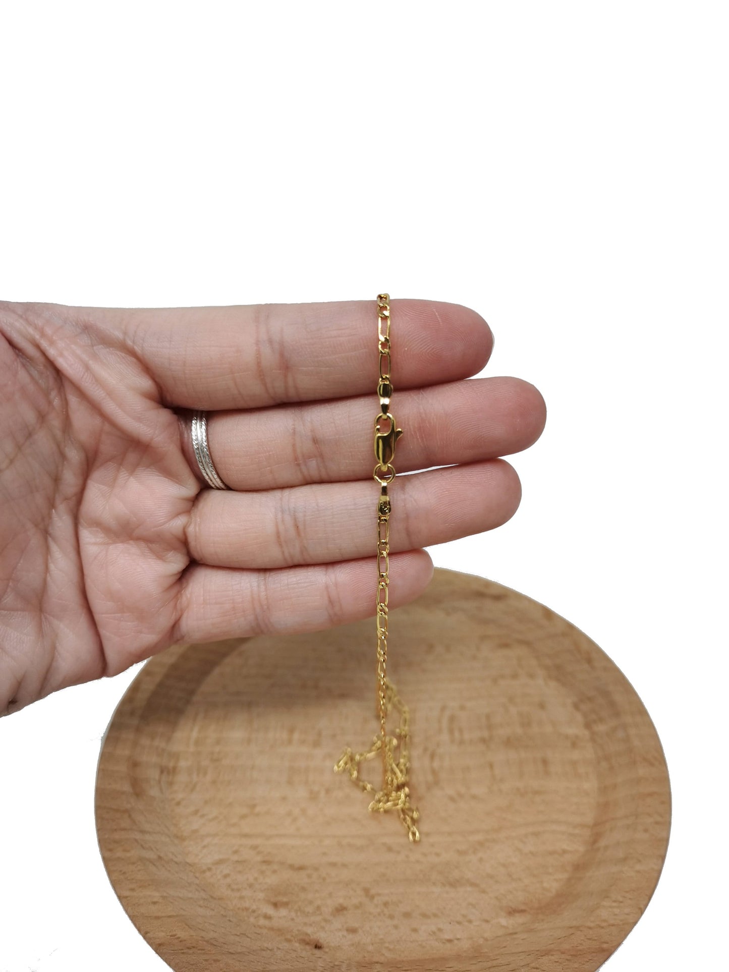 1pc 17.7'' Ready to Use Gold Filled Figaro Necklace Chain, Layering Figaro Chain Dainty Necklace, Perfect for Pendant Charm Necklace, 445