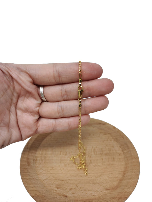 1pc 17.7'' Ready to Use Gold Filled Figaro Necklace Chain, Layering Figaro Chain Dainty Necklace, Perfect for Pendant Charm Necklace, 445