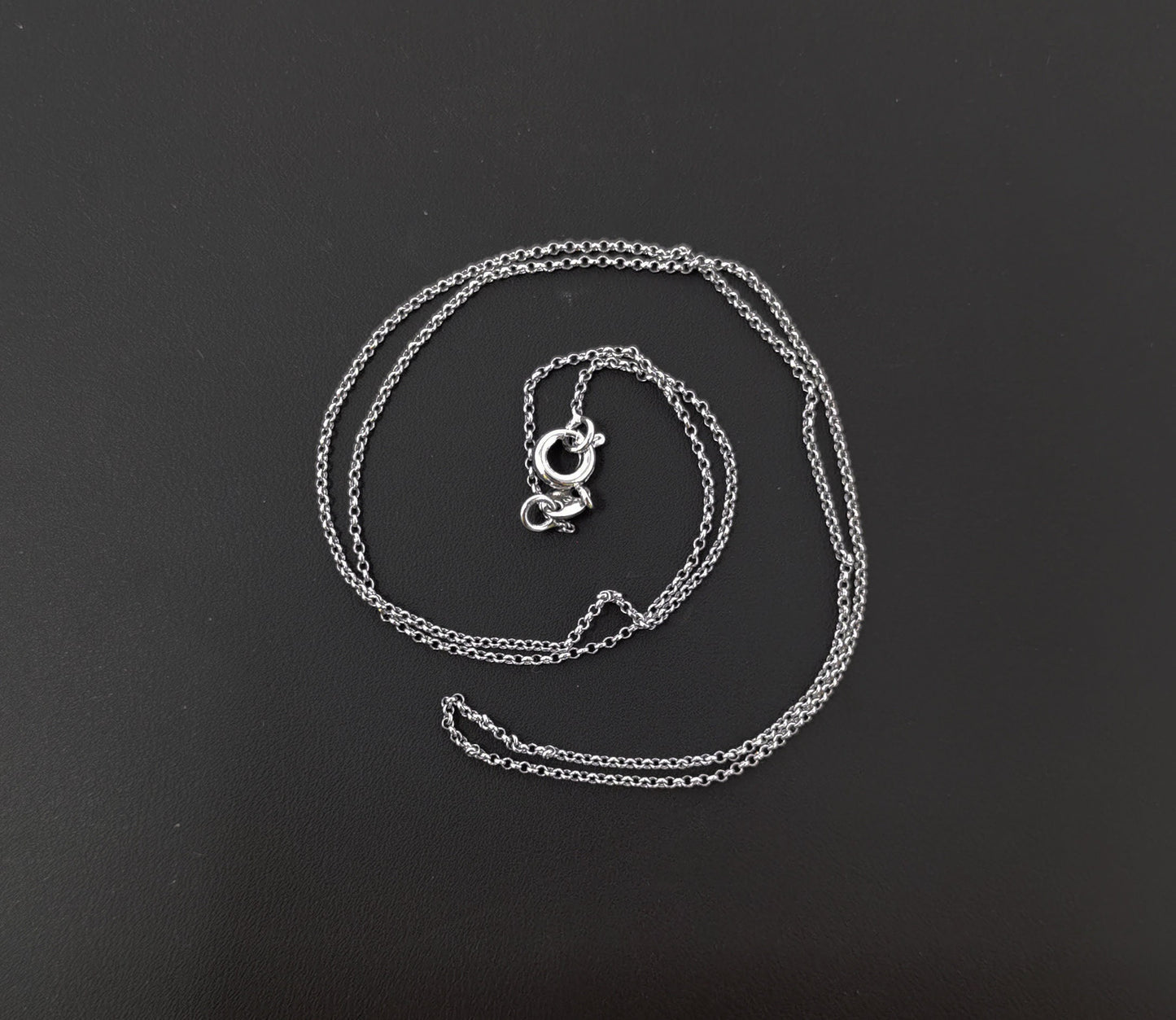 17.7'' Ready to Use White Gold Filled Thin Rolo Necklace Chain, Layering Rolo Chain Dainty Necklace, For Pendant Charm Necklace Making, 451