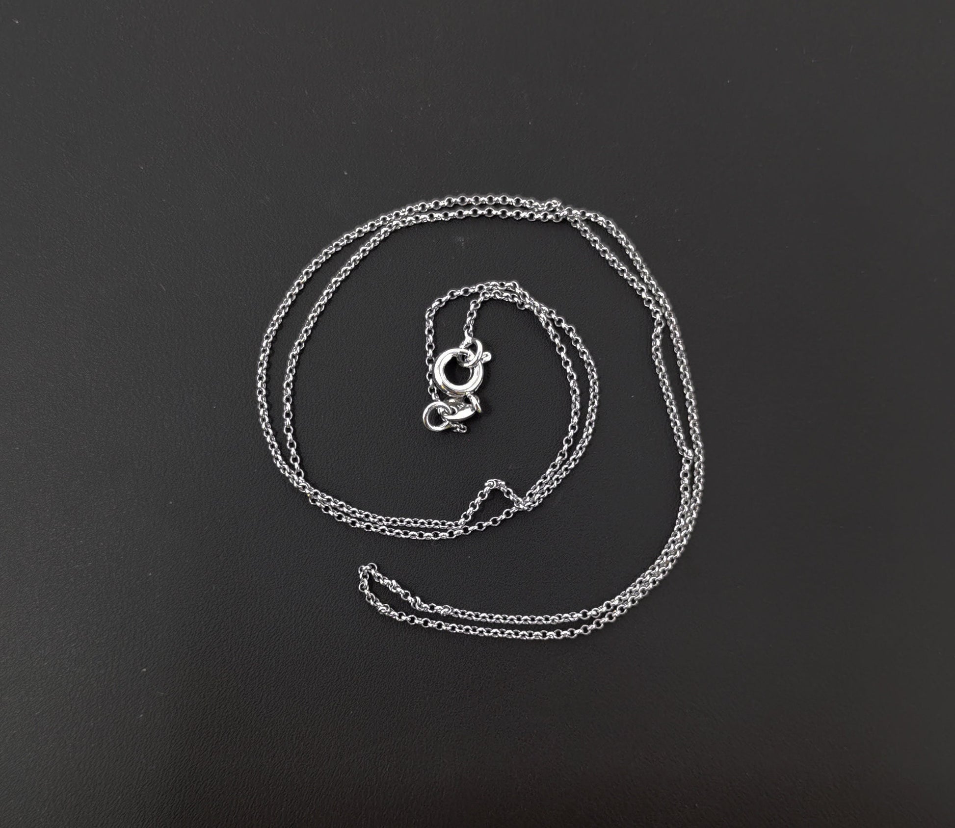 17.7'' Ready to Use White Gold Filled Thin Rolo Necklace Chain, Layering Rolo Chain Dainty Necklace, For Pendant Charm Necklace Making, 451