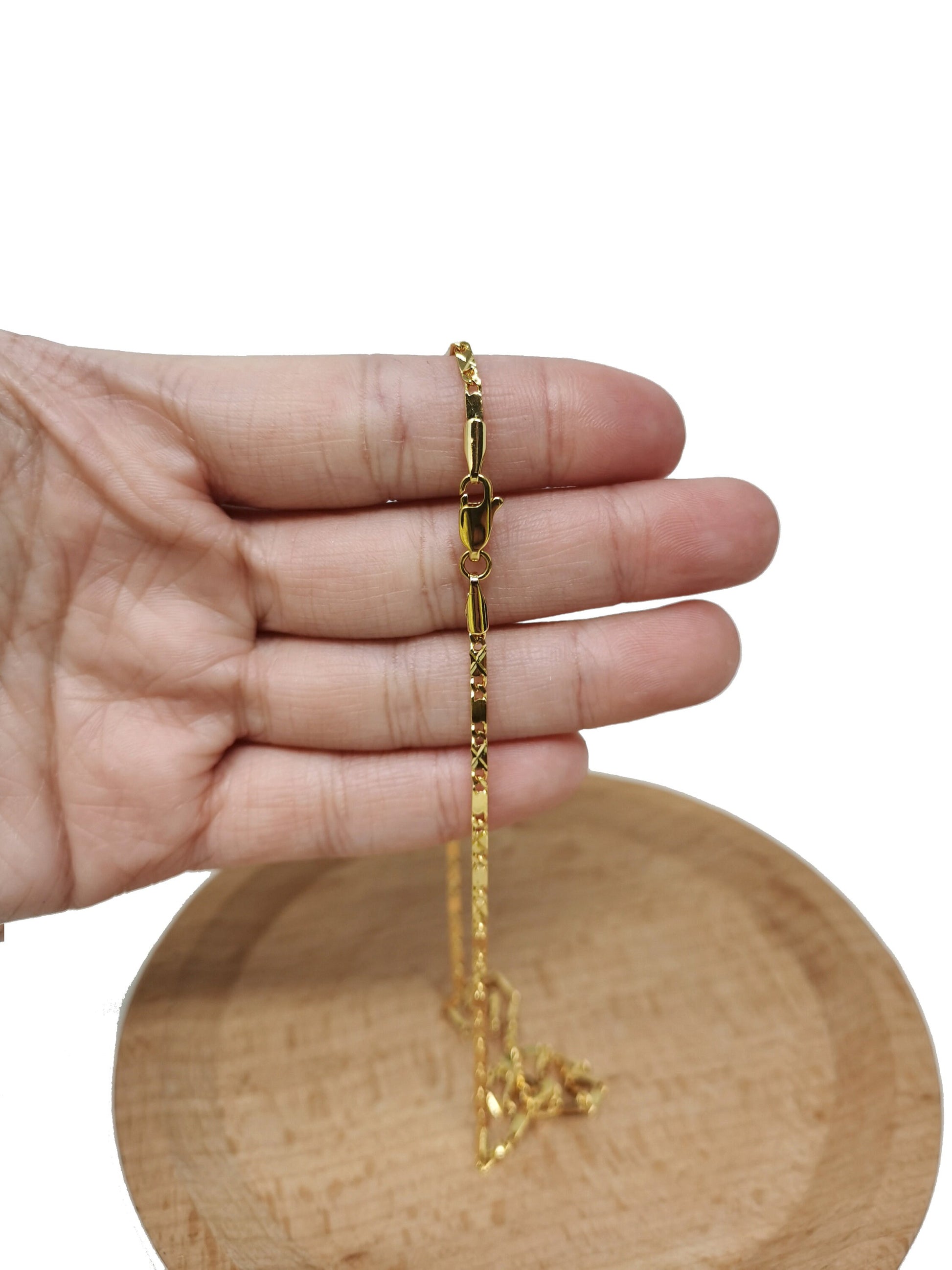1pc 17.7'' Ready to Use 24K Gold Filled Unique Necklace Chain, Layering Unique Chain Dainty Necklace,Perfect for Pendant Charm Necklace, 454