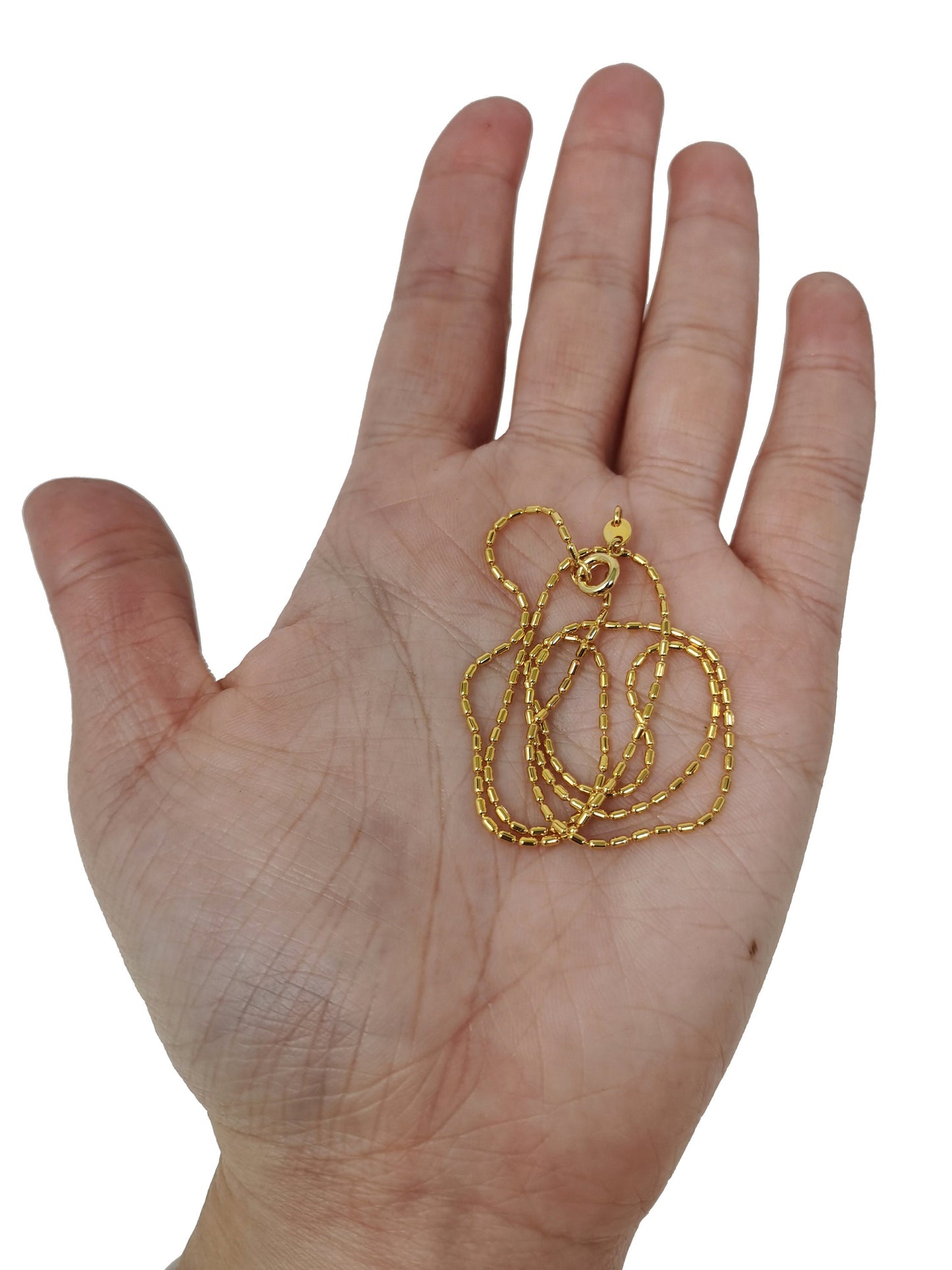 1pc 17.7'' Ready to Use 24K Gold Bead Necklace Chain, Layering Beaded Chain, Dainty Beaded Necklace, For Pendant Charm Chain, 460