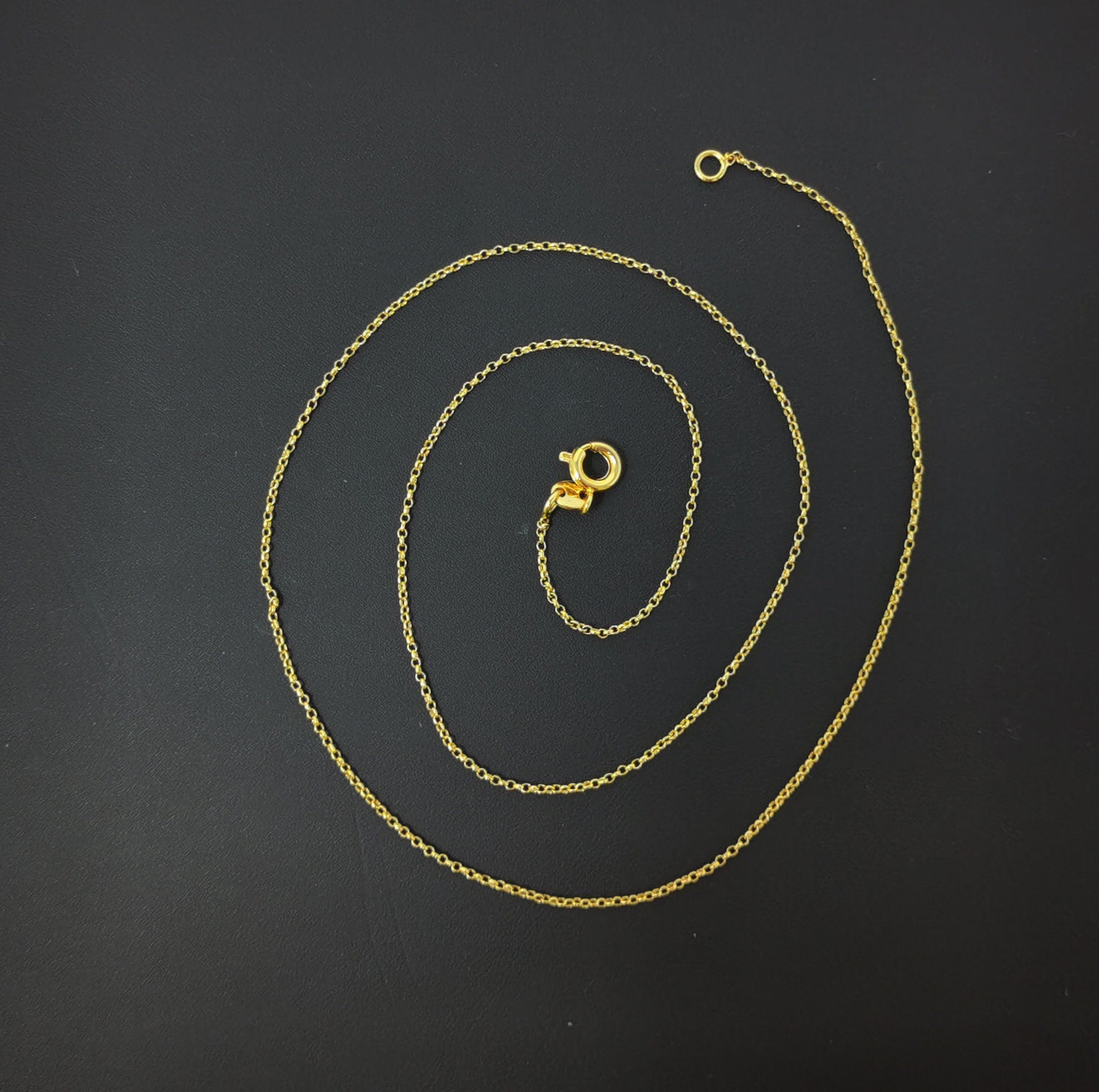 17.7'' Ready to Use 24K Gold Filled Thin Rolo Necklace Chain, Layering Rolo Chain Dainty Necklace, For Pendant Charm Necklace Making, 462