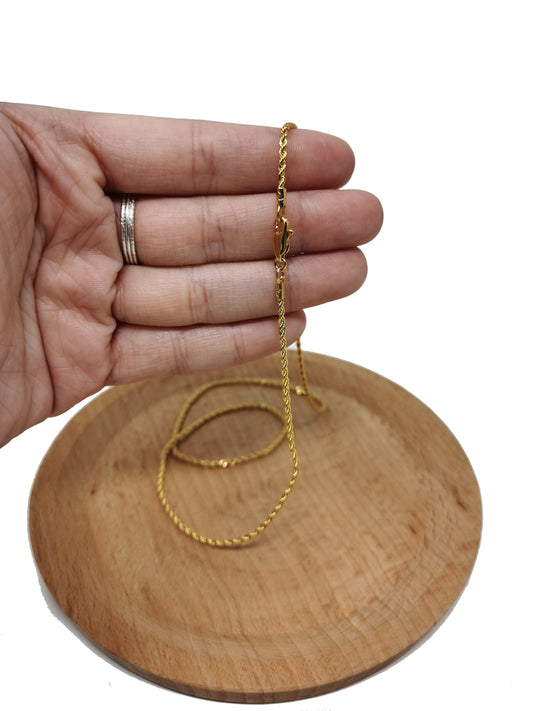 1pc 19.5'' Ready to Use 24K Gold Rope Necklace Chain, Layering Rope Chain Dainty Necklace, For Pendant Charm Necklace, CH-392