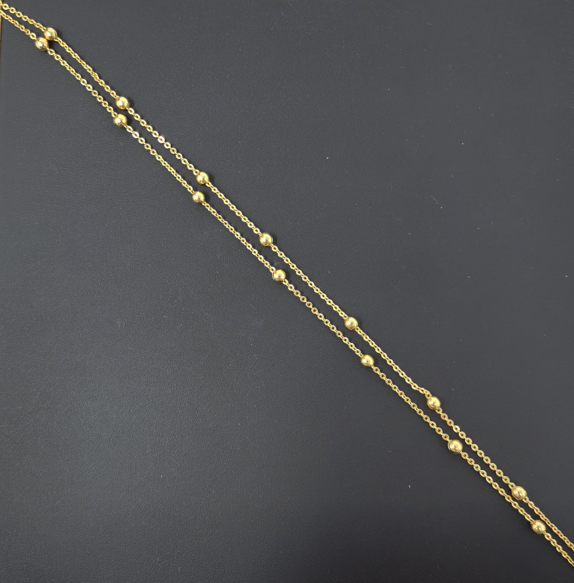 17.5'' Ready to Use 24K Gold Thin Rolo Necklace Chain, Layering Ball Rolo Chain Dainty Necklace, For Pendant Charm Necklace, 174