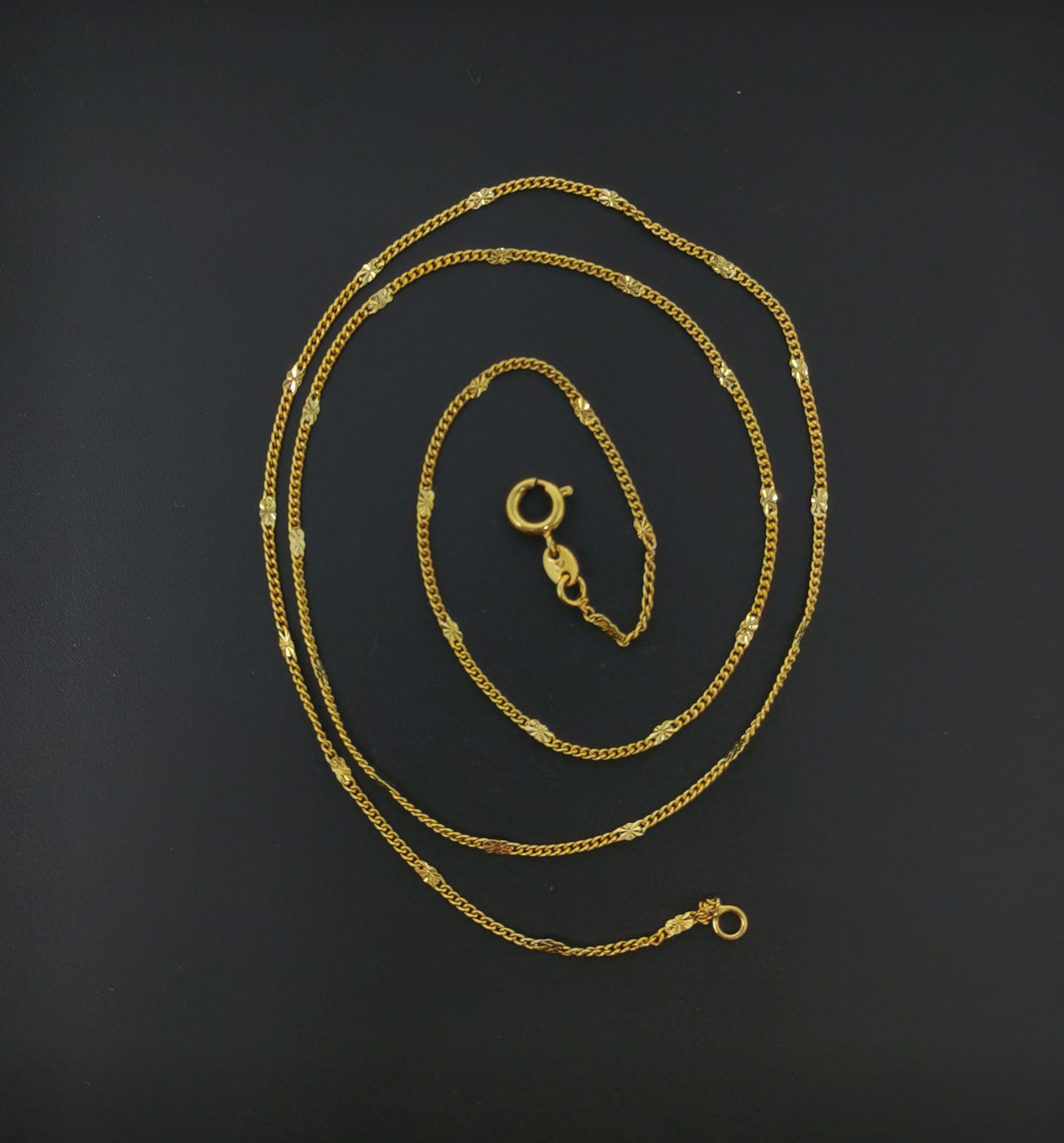 19.5'' Ready to Use 24K Gold Cuban Curb Necklace Chain, Layer Cuban Curb Chain Dainty Necklace, For Necklace, Width is 1mm,CH-322