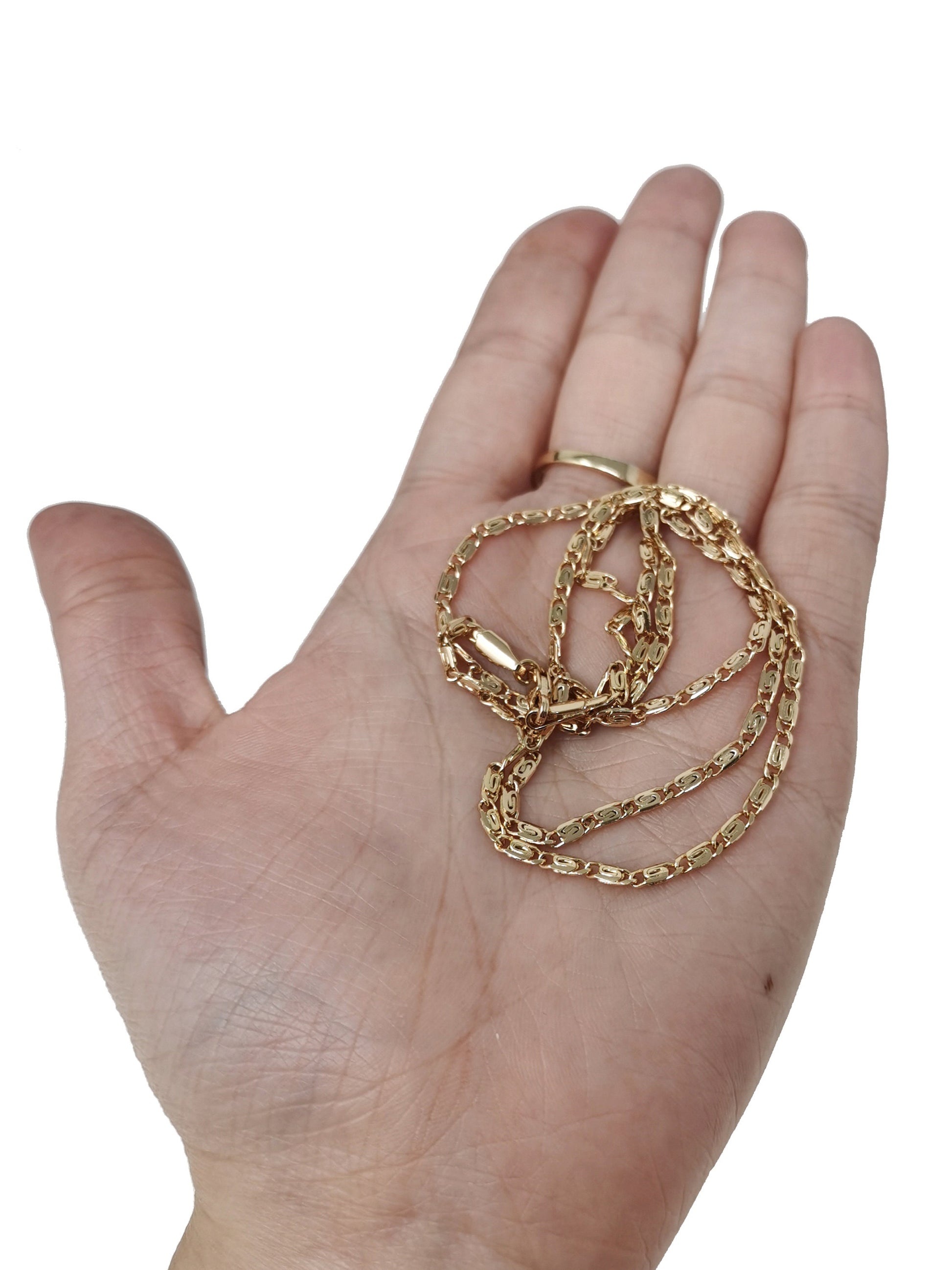 1pc 21.6'' Ready to Use Gold Unique Necklace Chain, Layering Unique Chain Dainty Necklace, Perfect for Pendant Charm Necklace, 491