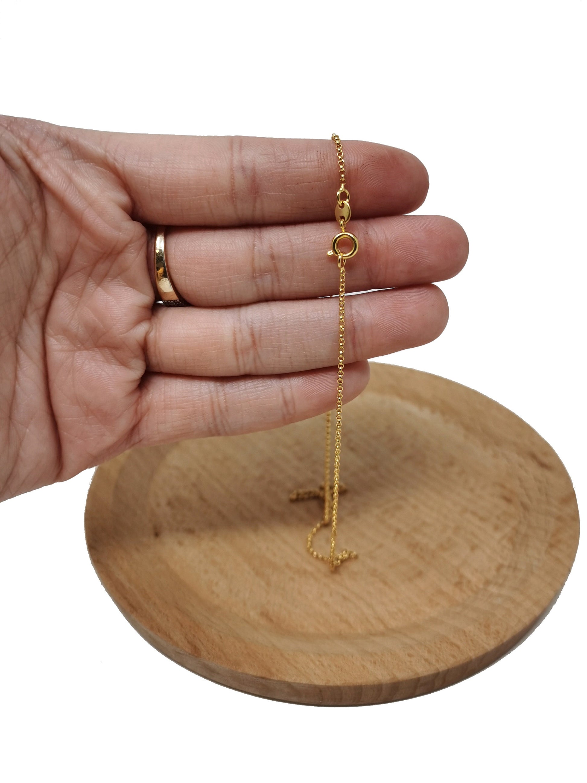 1pc 13.7'' Ready to Use 18K Gold Filled Thin Rolo Necklace Chain, Layering Rolo Chain Dainty Necklace, For Pendant Charm Necklace Making,498