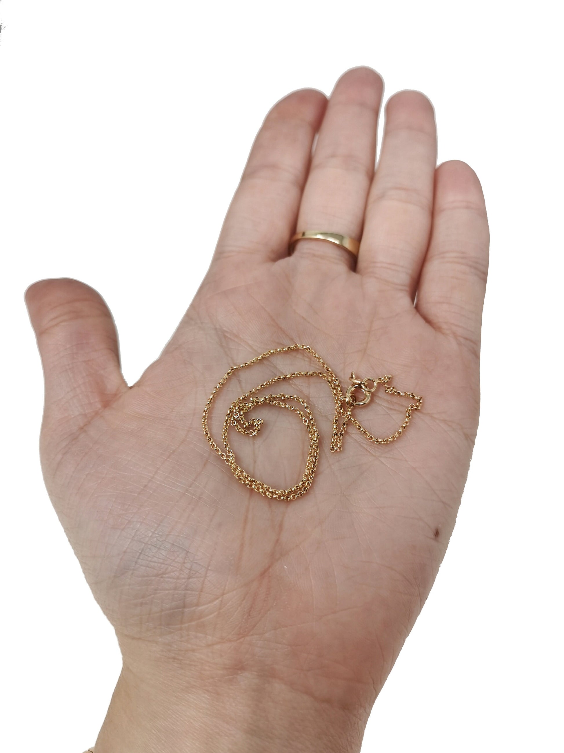 1pc 13.7'' Ready to Use 18K Gold Thin Rolo Necklace Chain, Layering Rolo Chain Dainty Necklace, For Pendant Charm Necklace Making,499