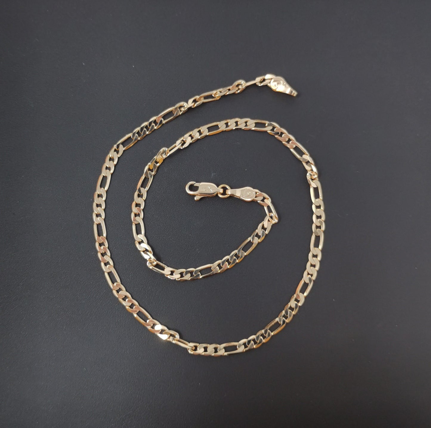 1pc 17.5'' 18K Ready to Use Gold Figaro Necklace Chain,Layering Figaro Chain Dainty Necklace,Perfect for Pendant CharmNecklace CH-331