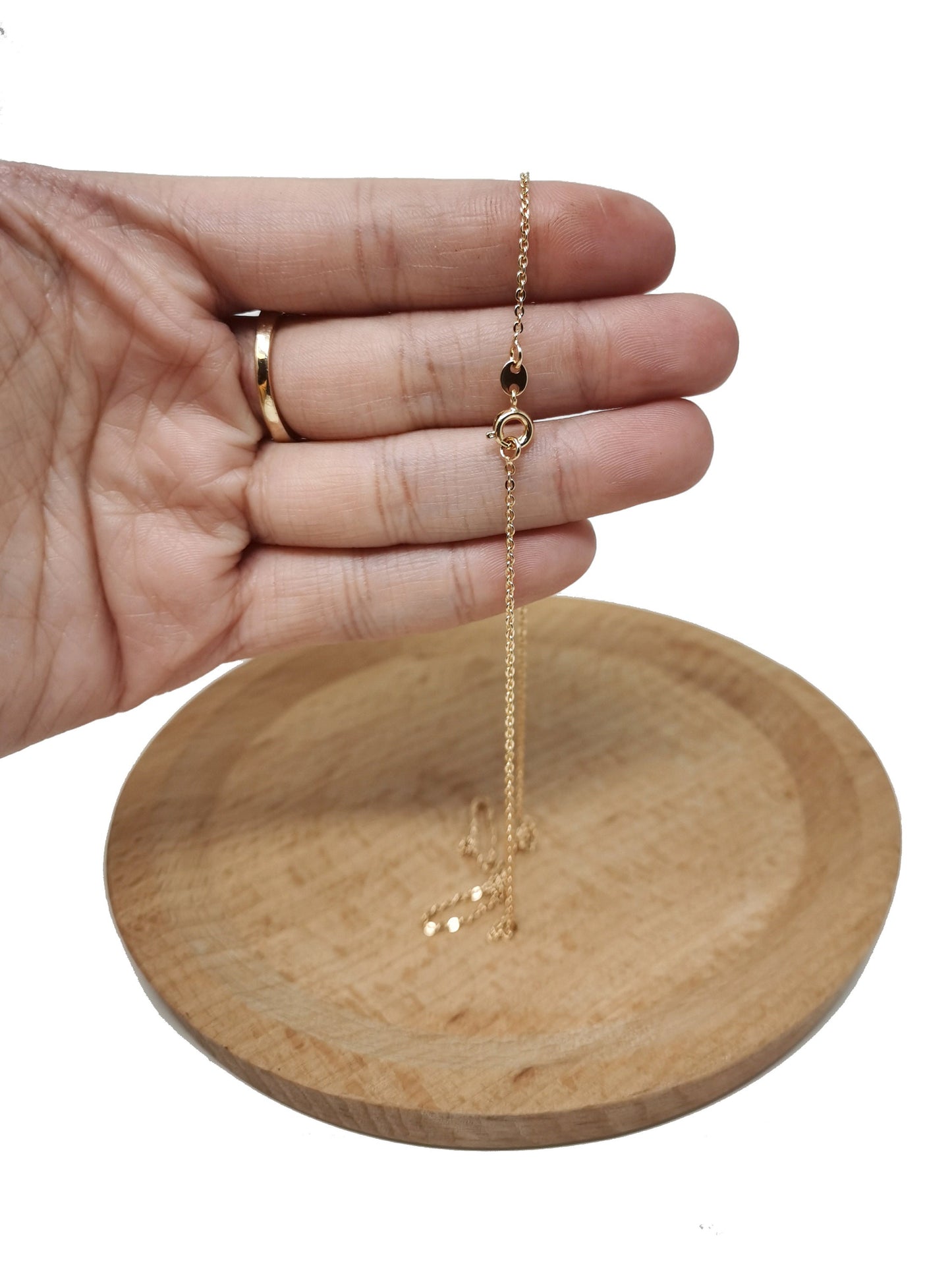 1pc 15.7'' Ready to Use 18K Gold Filled Thin Rolo Necklace Chain, Layering Rolo Chain Dainty Necklace,For Pendant Charm Necklace Making, 505