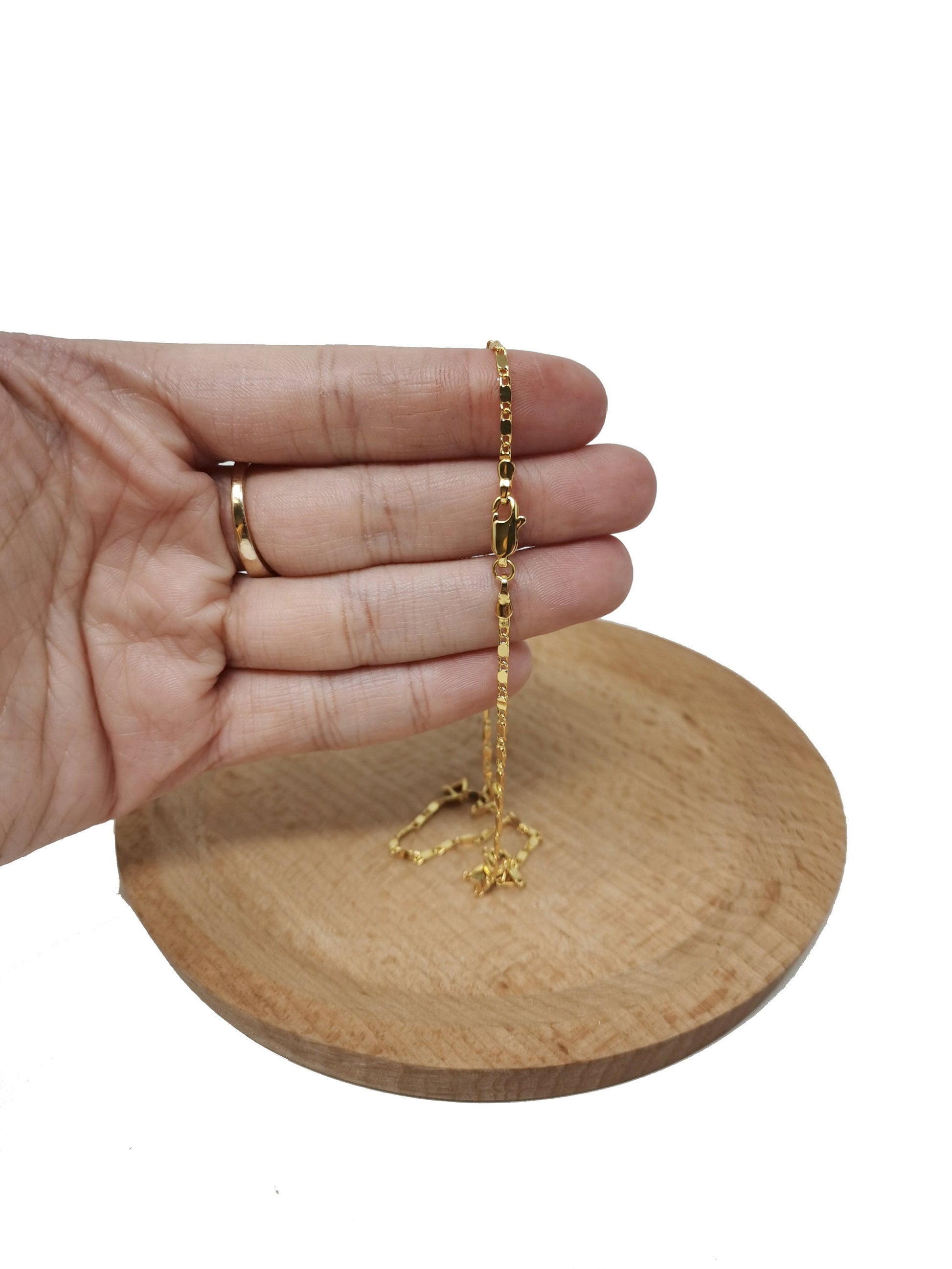 1pc 13.7'' Ready to Use 24K Gold Filled Unique Necklace Chain, Layering Plate Lock Chain Dainty Necklace, Perfect Pendant Charm Necklace 507