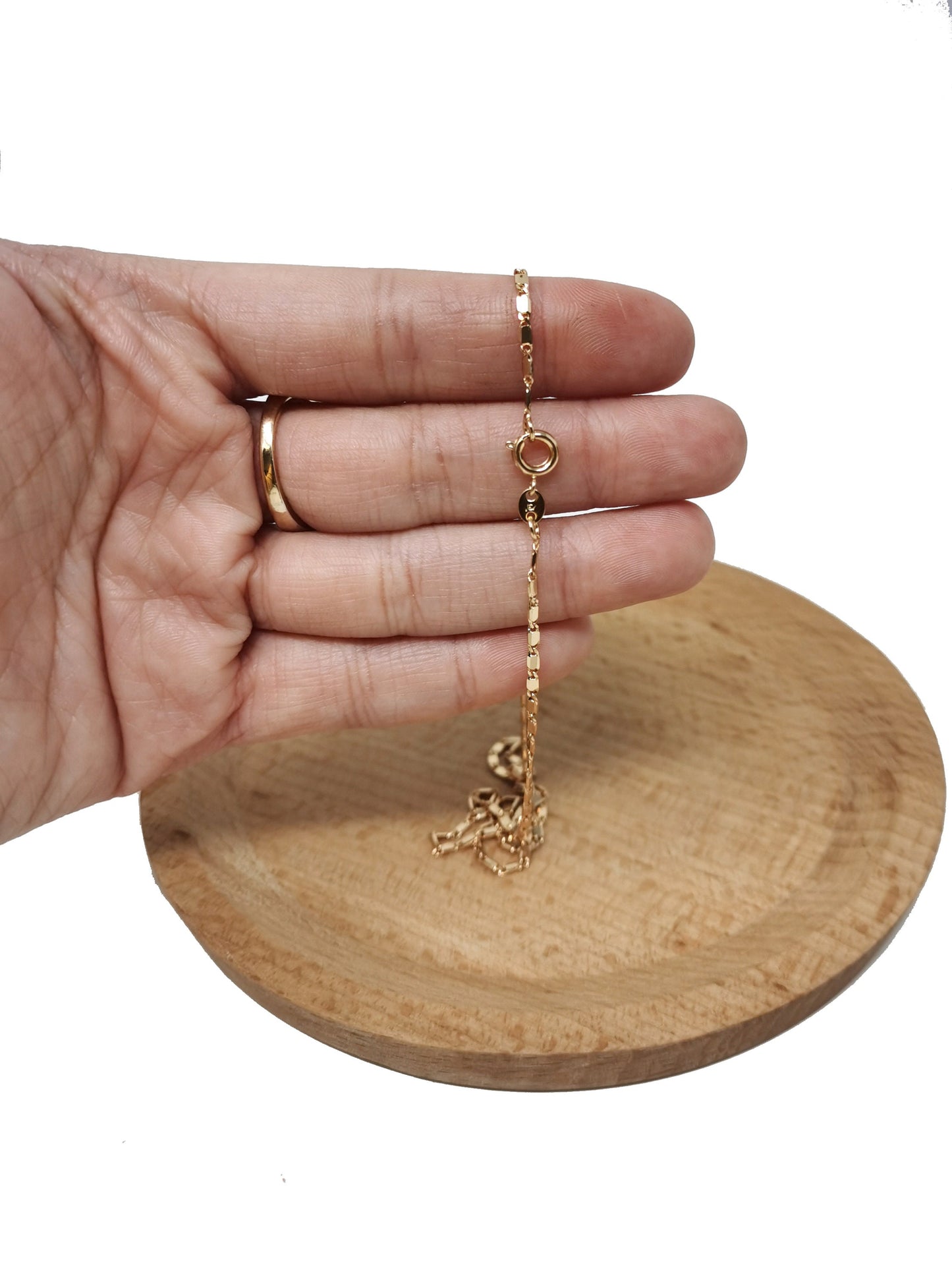 1pc 15.7'' Ready to Use 18K Gold Filled Unique Necklace Chain, Layering Plate Lock Chain Dainty Necklace, for Pendant Charm Necklace, 511