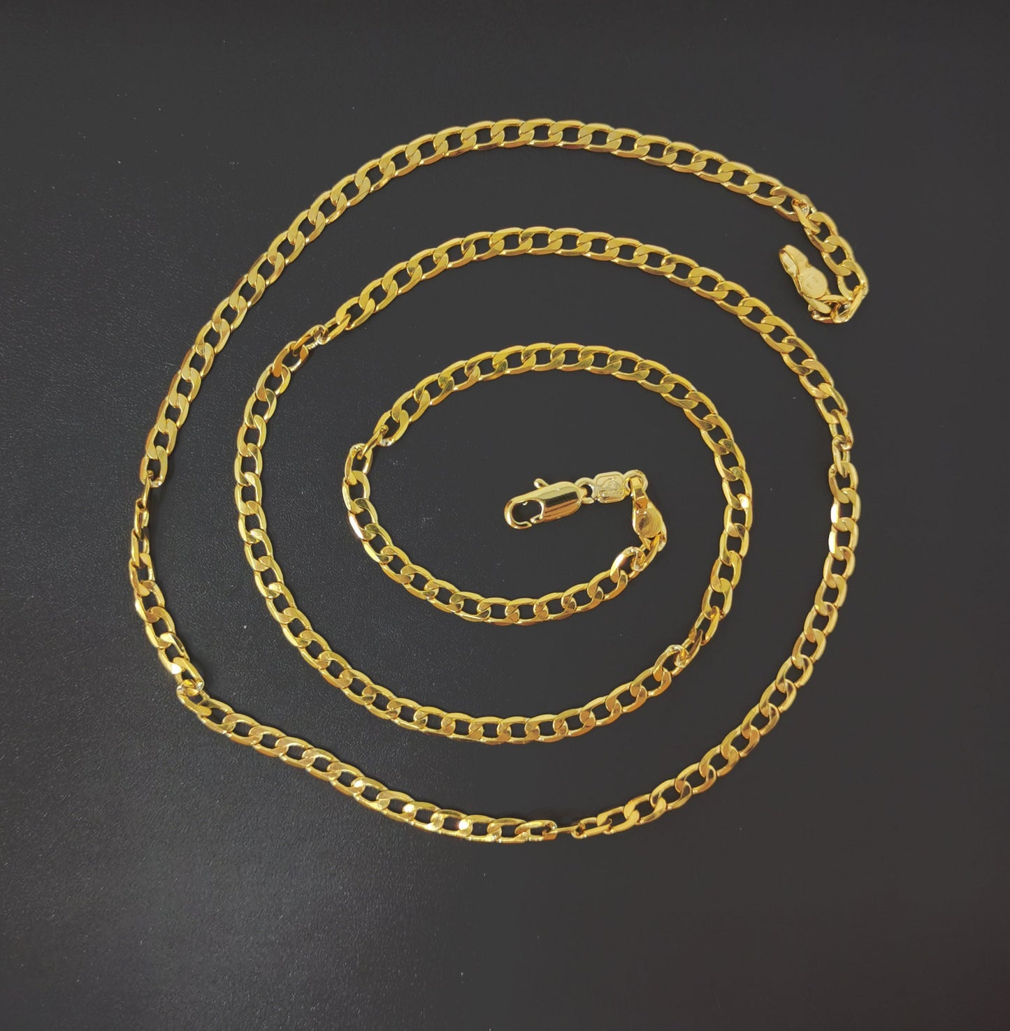 1pc 23.5'' Ready to Use 24K Gold Filled Cuban Curb Necklace Chain, Layering Curb Chain Dainty Necklace, For Necklace , Width is 3.2mm, 518