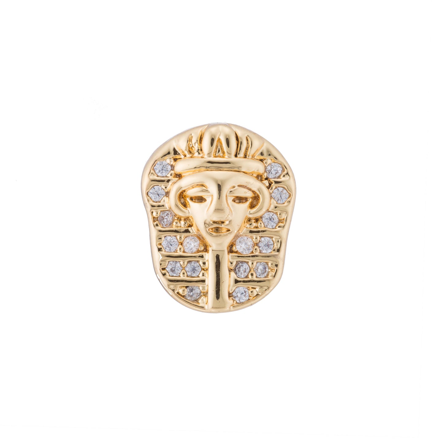 1pc Gold Egyptian Pharaoh CZ Micro Pave Beads, CZ Micro Pave Bracelet Connector, For Bracelet Making Supply Findings, Hole Size 2mm