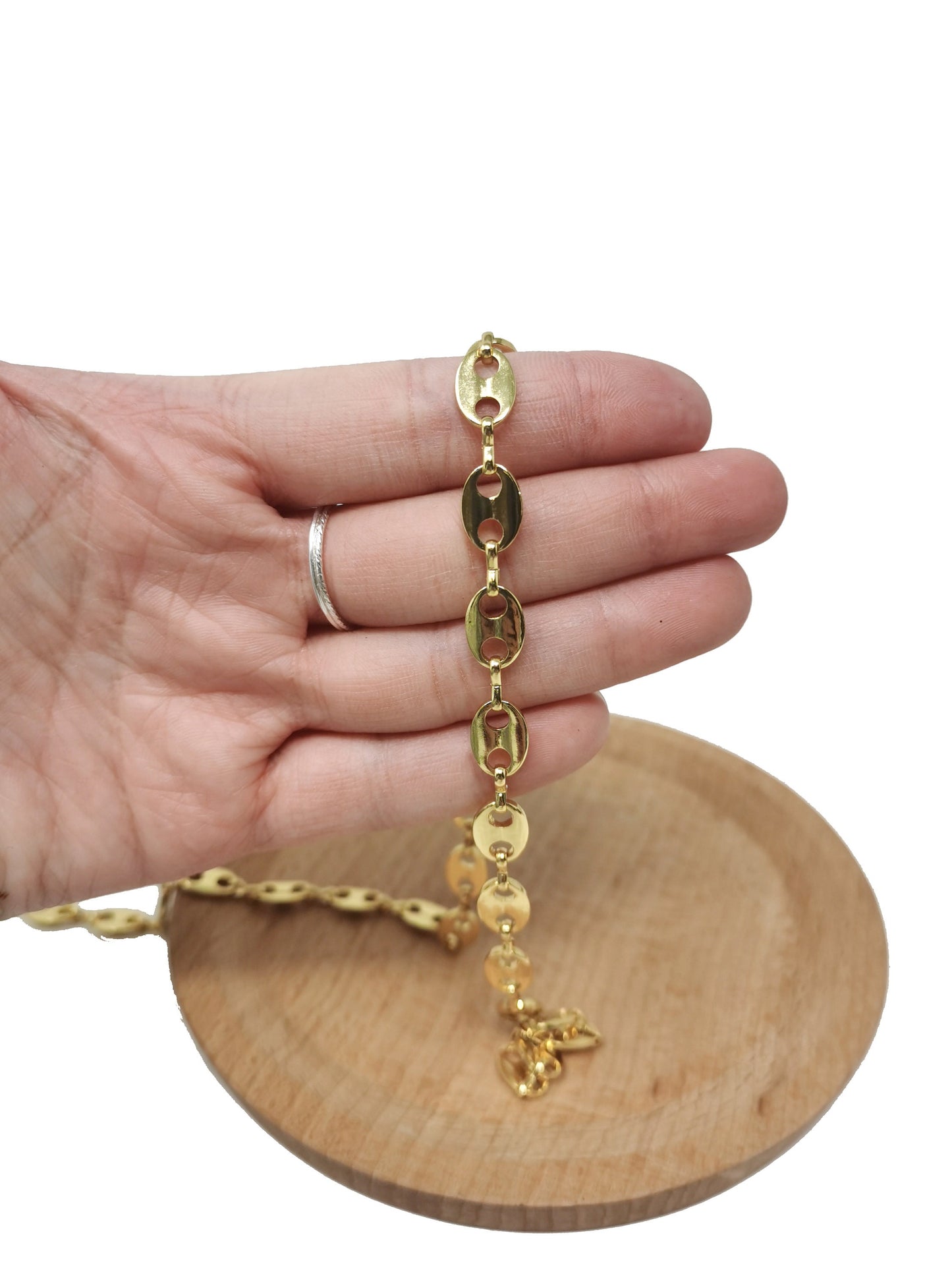 14K Gold Filled Anchor Chain by Yard, Gold Filled Round Oval Disc Chain by Foot,Wholesale bulk Roll Chain for Jewelry Making,Thick 0.5mm, 35