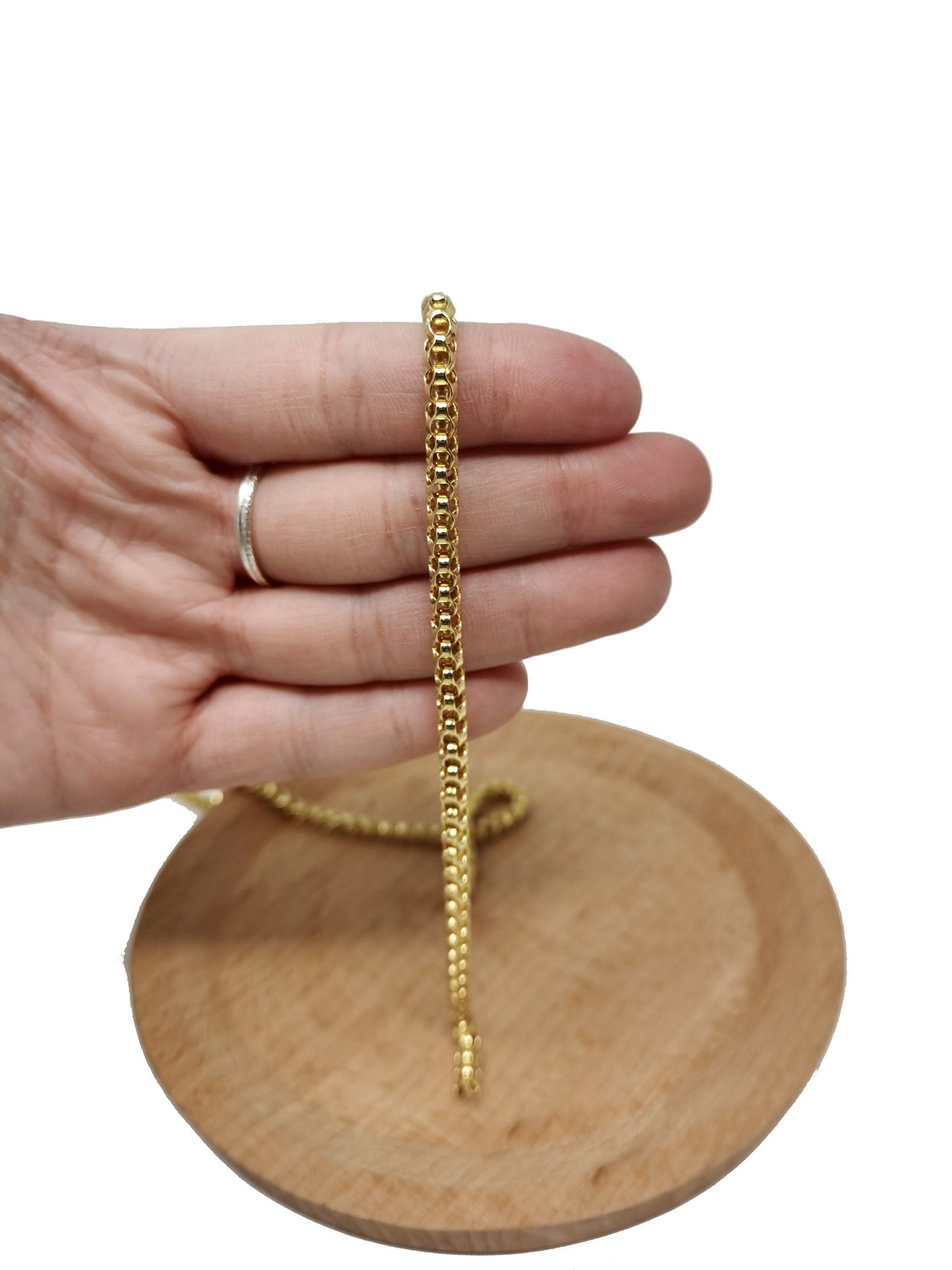 14K Gold Box Link Chain by Yard, Box Link Chain by Foot, Wholesale bulk Roll Chain for Jewelry Making, Thickness 4mm, 37
