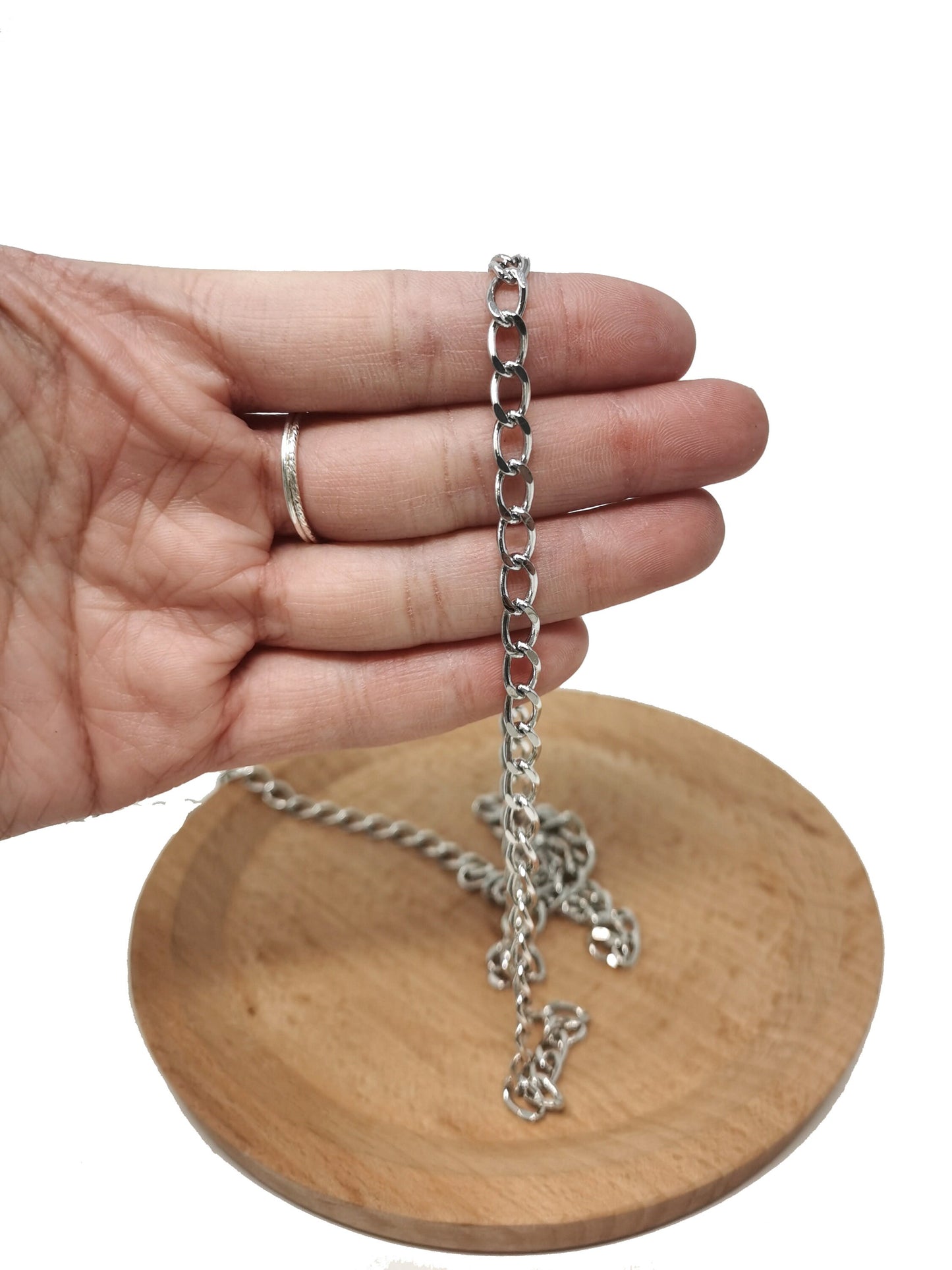 White Gold Filled Rhodium Rolo Cable Chain by Yard, Gold Filled Cable Rolo Chain, Wholesale bulk Roll Chain for Jewelry Making ROLL-46