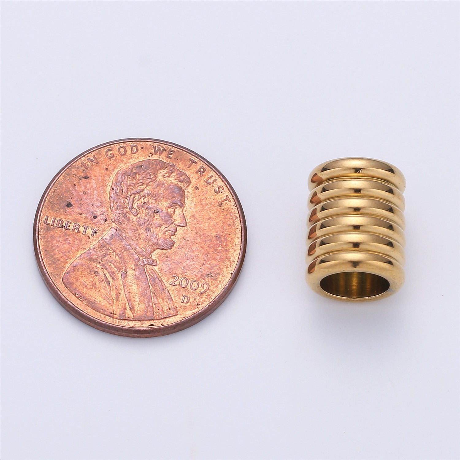 1pc Stainless Steel Gold Large Hole Wheel Pattern Spacer Bead, for DIY Jewelry Making European Charms Beaded Bracelet, Size 11x8mm Hole 4mm