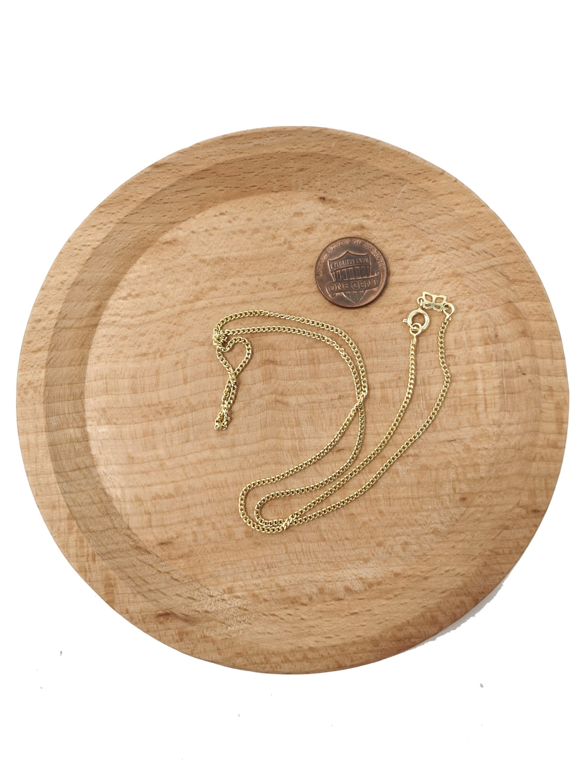 1pc 17.7'' Ready to Use 14K Gold Cuban Curb Necklace Chain, Layer Curb Chain Dainty Necklace, For Pendant Charm Necklace, 552