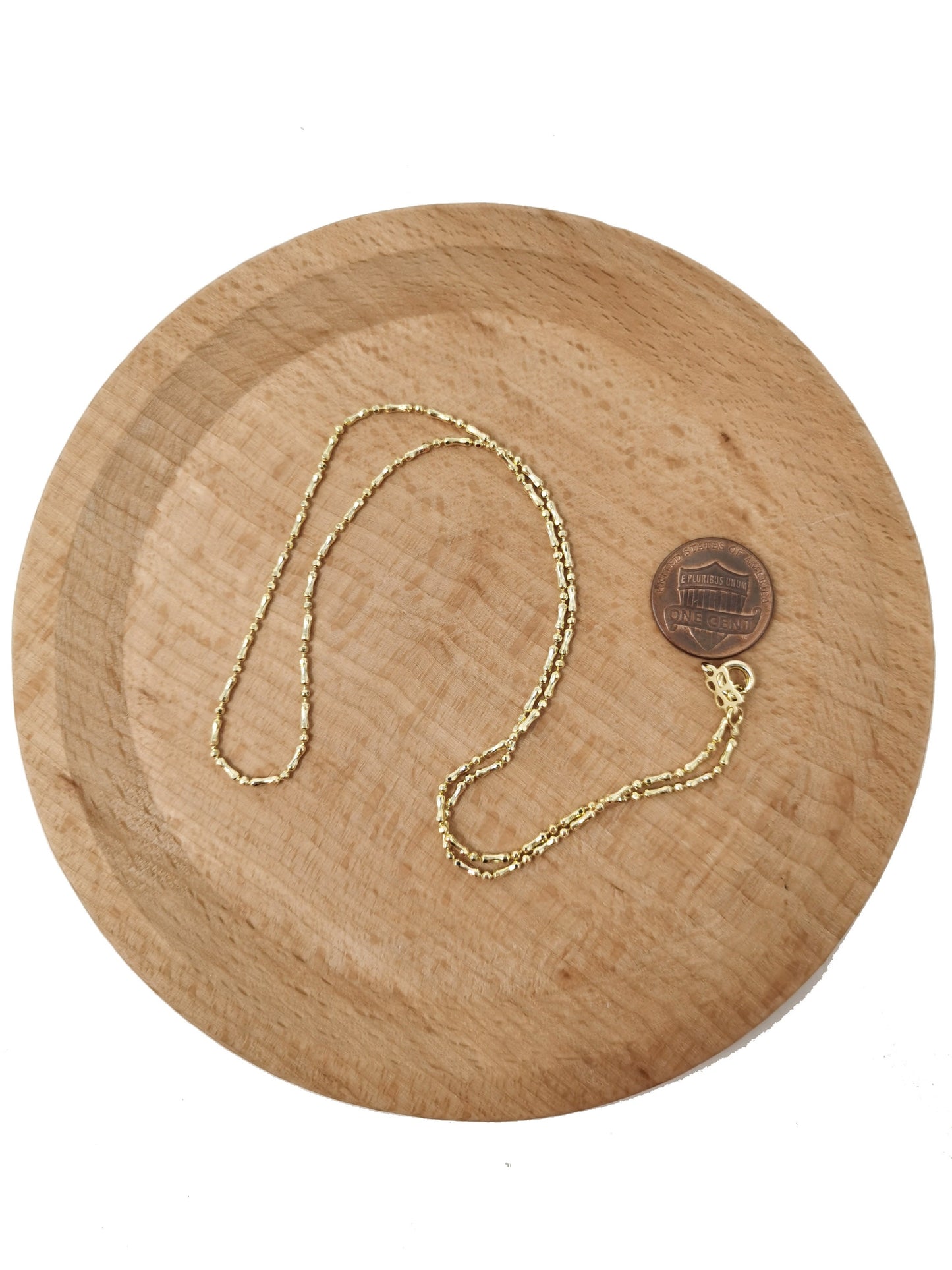17.7'' Ready to Use 14K Gold Filled Bead Necklace Chain, Layering Beaded Chain Dainty Beaded Necklace,For Pendant Charm Necklace Making,556