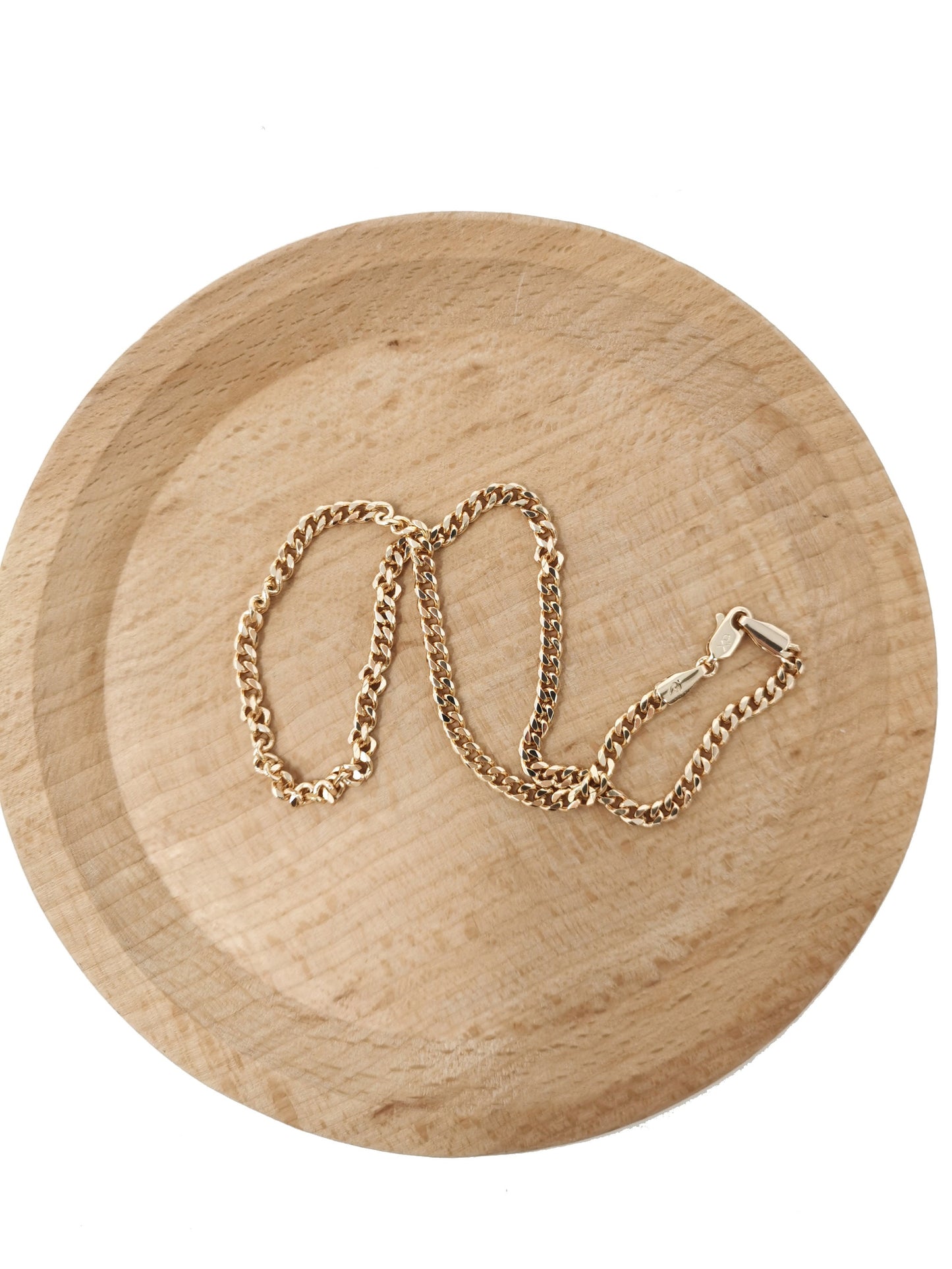 1pc 13.7'' Ready to Use 18K Gold Filled Cuban Curb Necklace Chain, Layering Curb Chain Dainty Necklace,Pendant Charm Necklace Making, 579