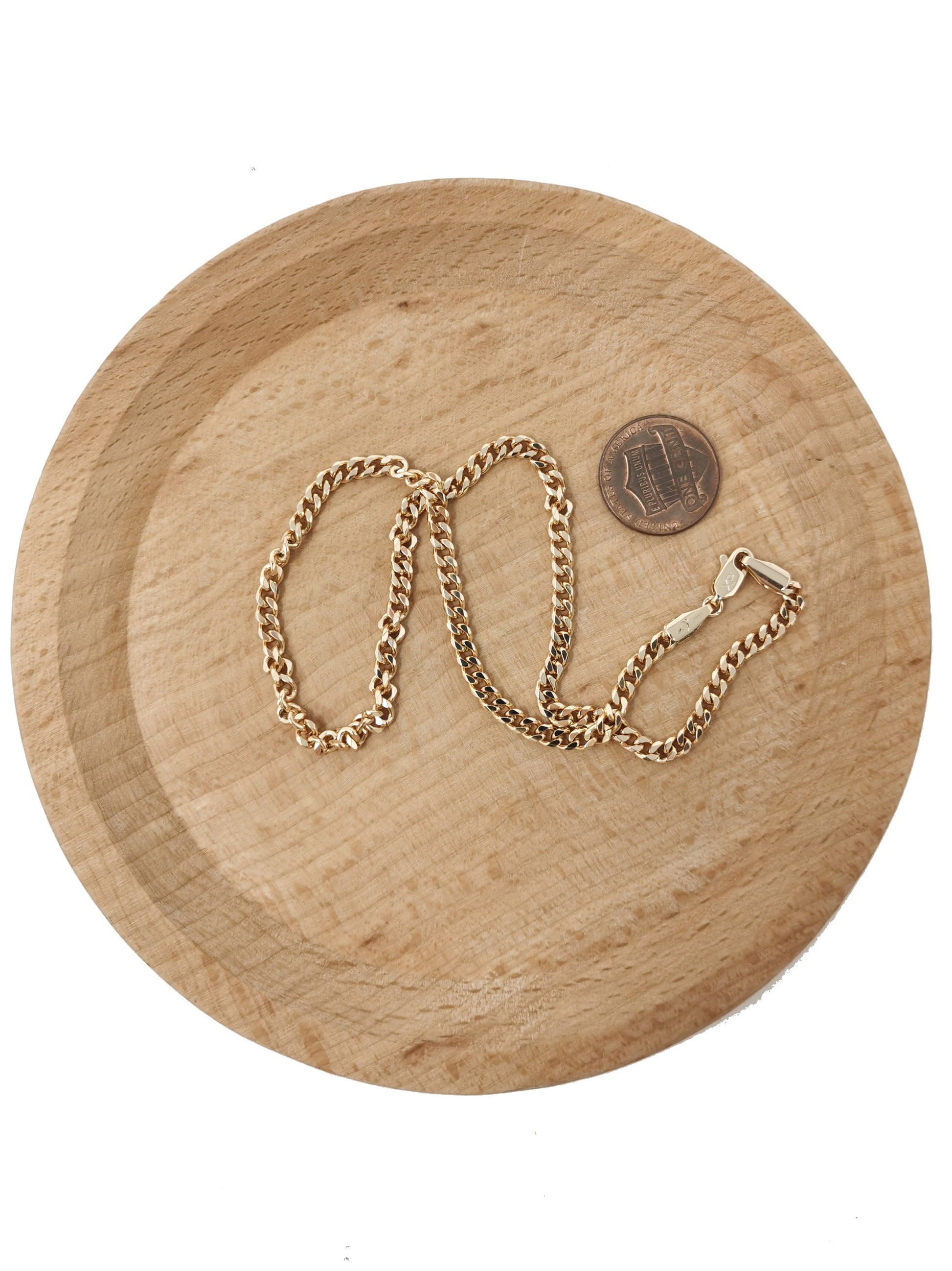 1pc 13.7'' Ready to Use 18K Gold Filled Cuban Curb Necklace Chain, Layering Curb Chain Dainty Necklace,Pendant Charm Necklace Making, 579