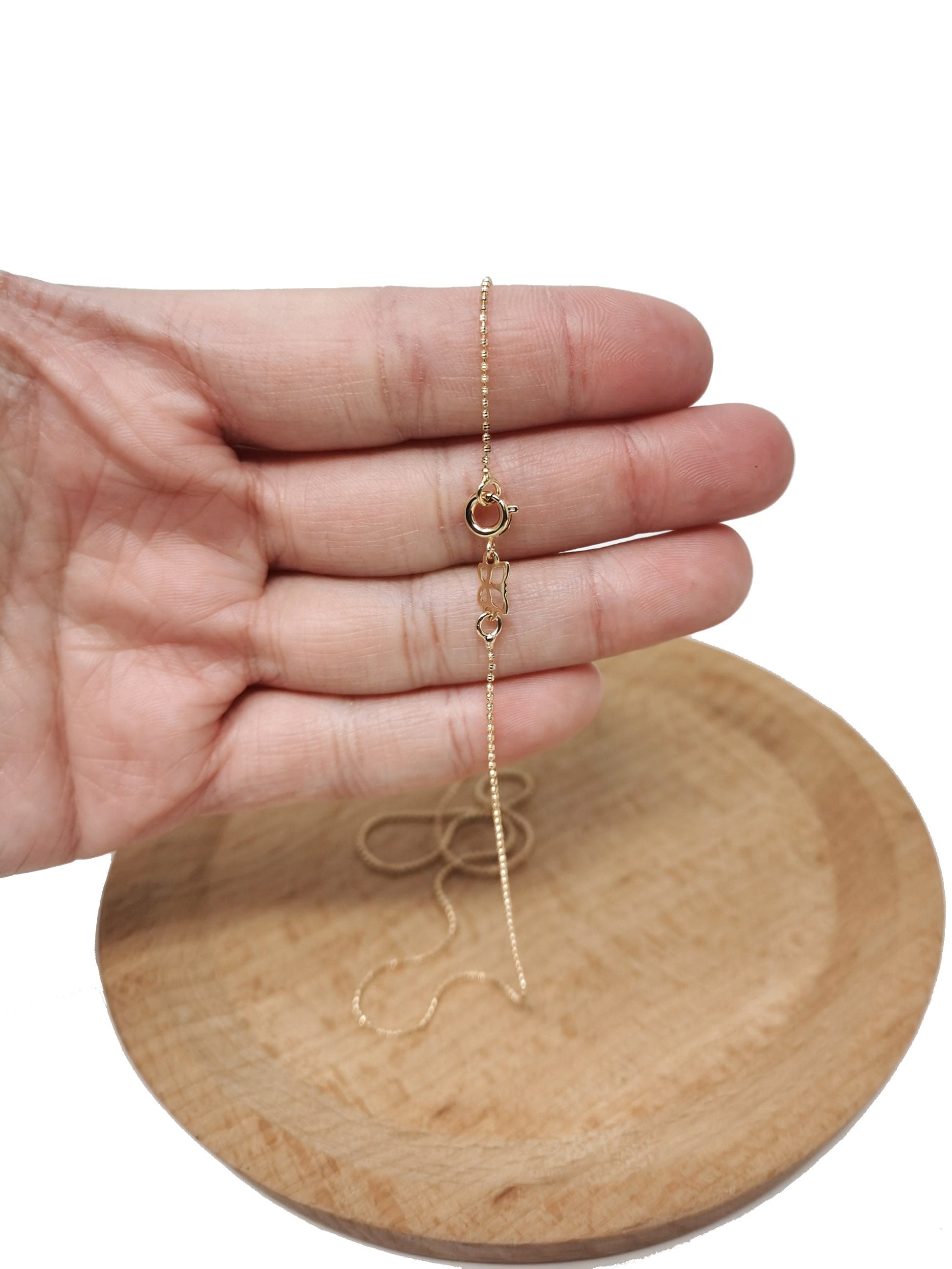 1pc 17.7'' Ready to Use 18K Gold Filled Bead Necklace Chain, Layering Beaded Chain, Dainty Beaded Necklace, Pendant Charm Chain Necklace-578