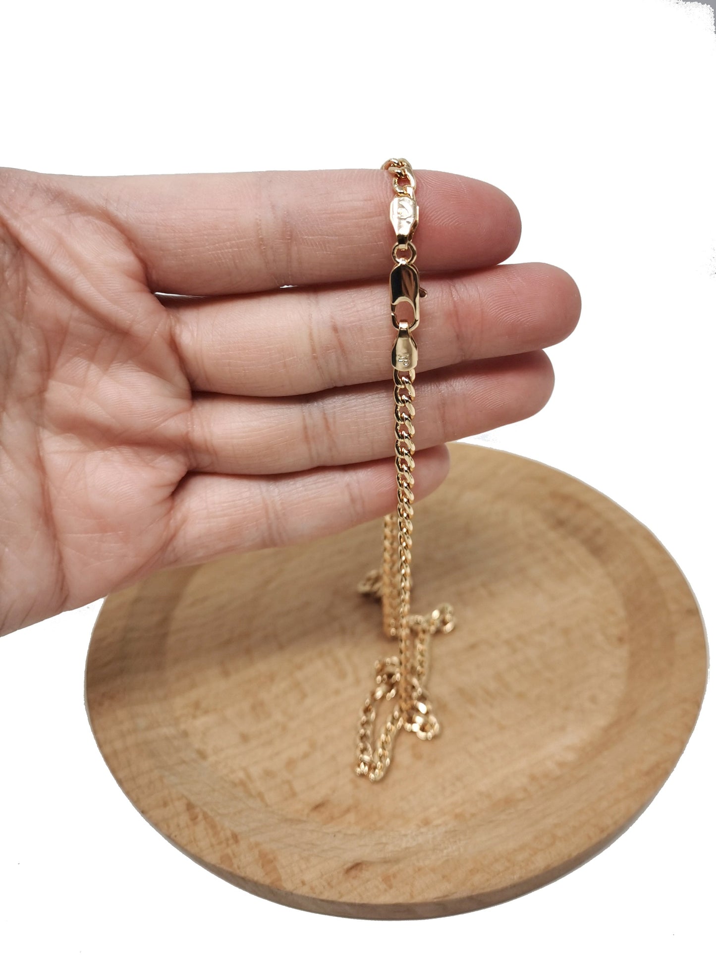 1pc 17.7'' Ready to Use 18K Gold Filled Cuban Curb Necklace Chain, Layering Curb Chain Dainty Necklace,For Pendant Charm Necklace Making-604
