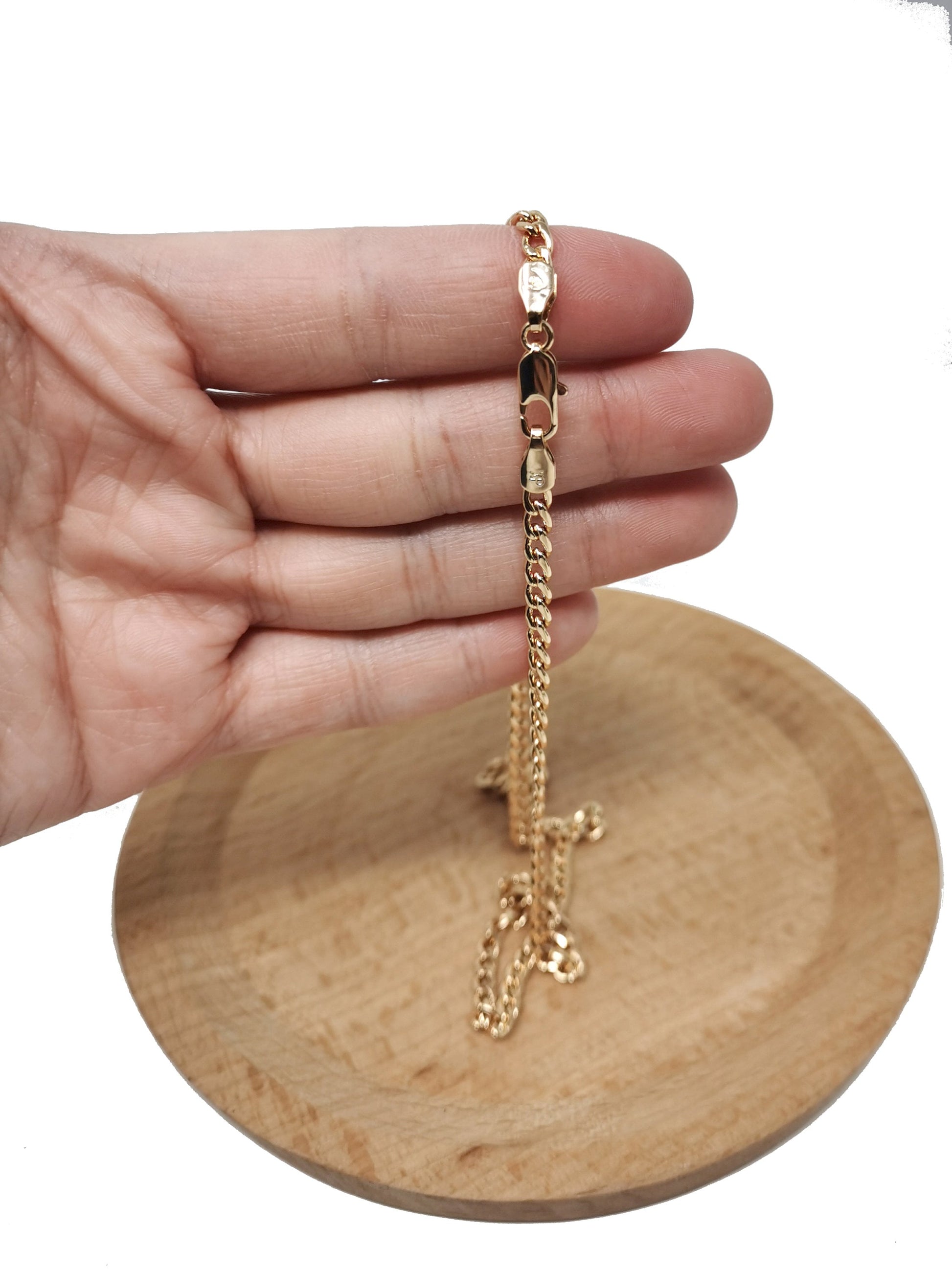 1pc 17.7'' Ready to Use 18K Gold Filled Cuban Curb Necklace Chain, Layering Curb Chain Dainty Necklace,For Pendant Charm Necklace Making-604