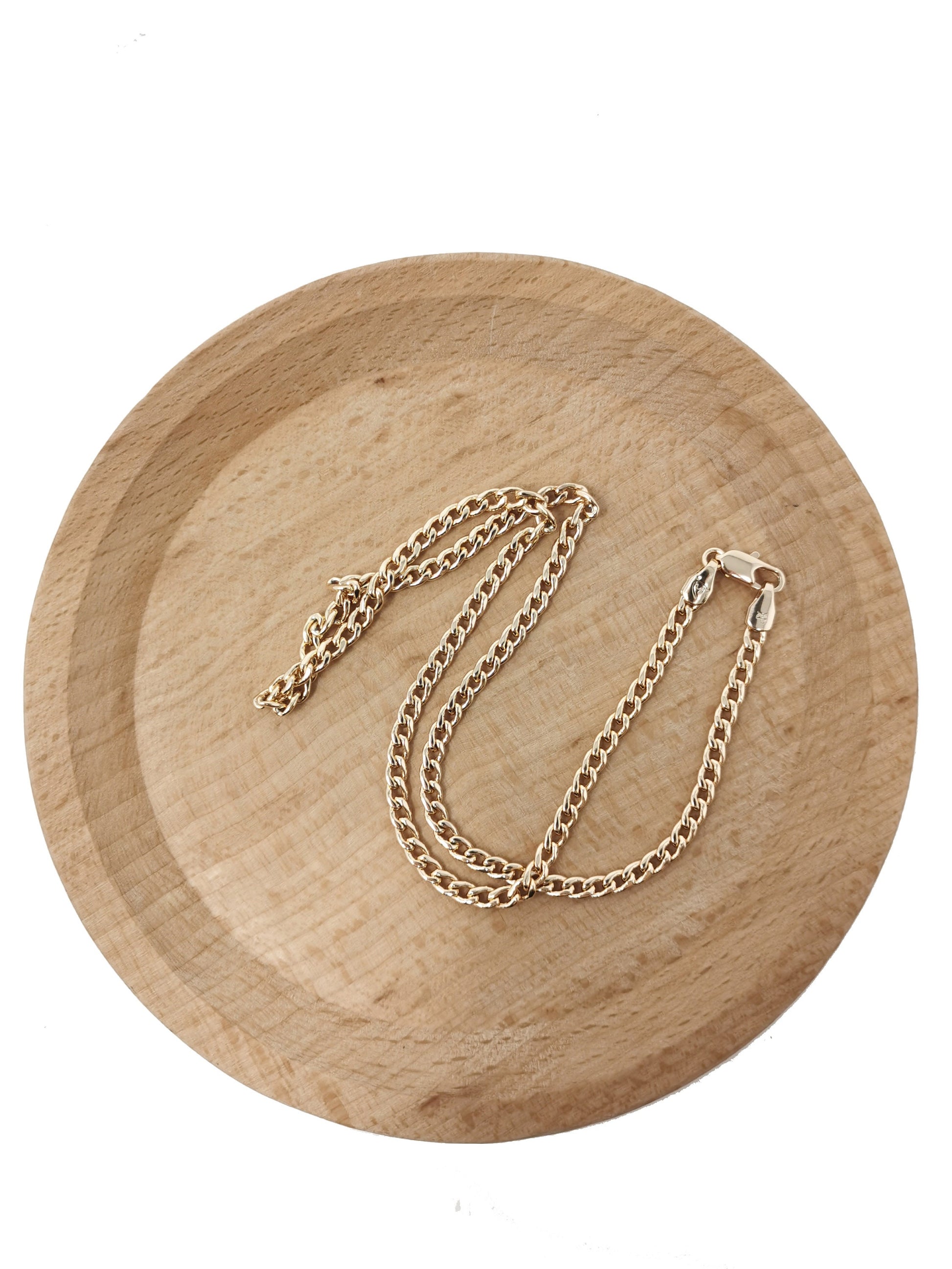 1pc 17.7'' Ready to Use 18K Gold Filled Cuban Curb Necklace Chain, Layering Curb Chain Dainty Necklace,For Pendant Charm Necklace Making-604