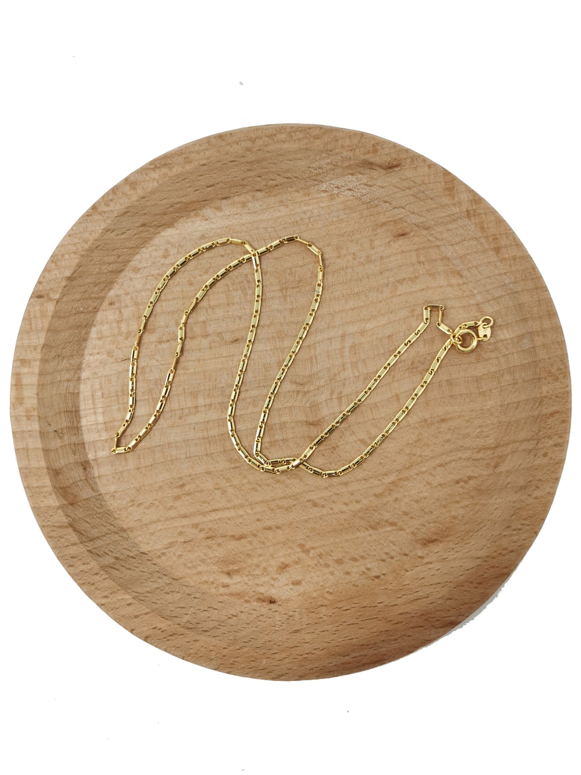 1pc 17.5'' Ready to Use 24K Gold Unique Necklace Chain,Layering Plate Lock Chain Dainty Necklace, Perfect for Pendant Charm, CN-584