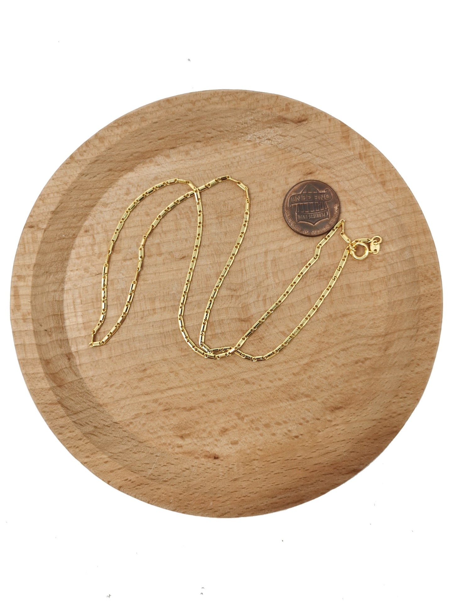 1pc 17.5'' Ready to Use 24K Gold Unique Necklace Chain,Layering Plate Lock Chain Dainty Necklace, Perfect for Pendant Charm, CN-584