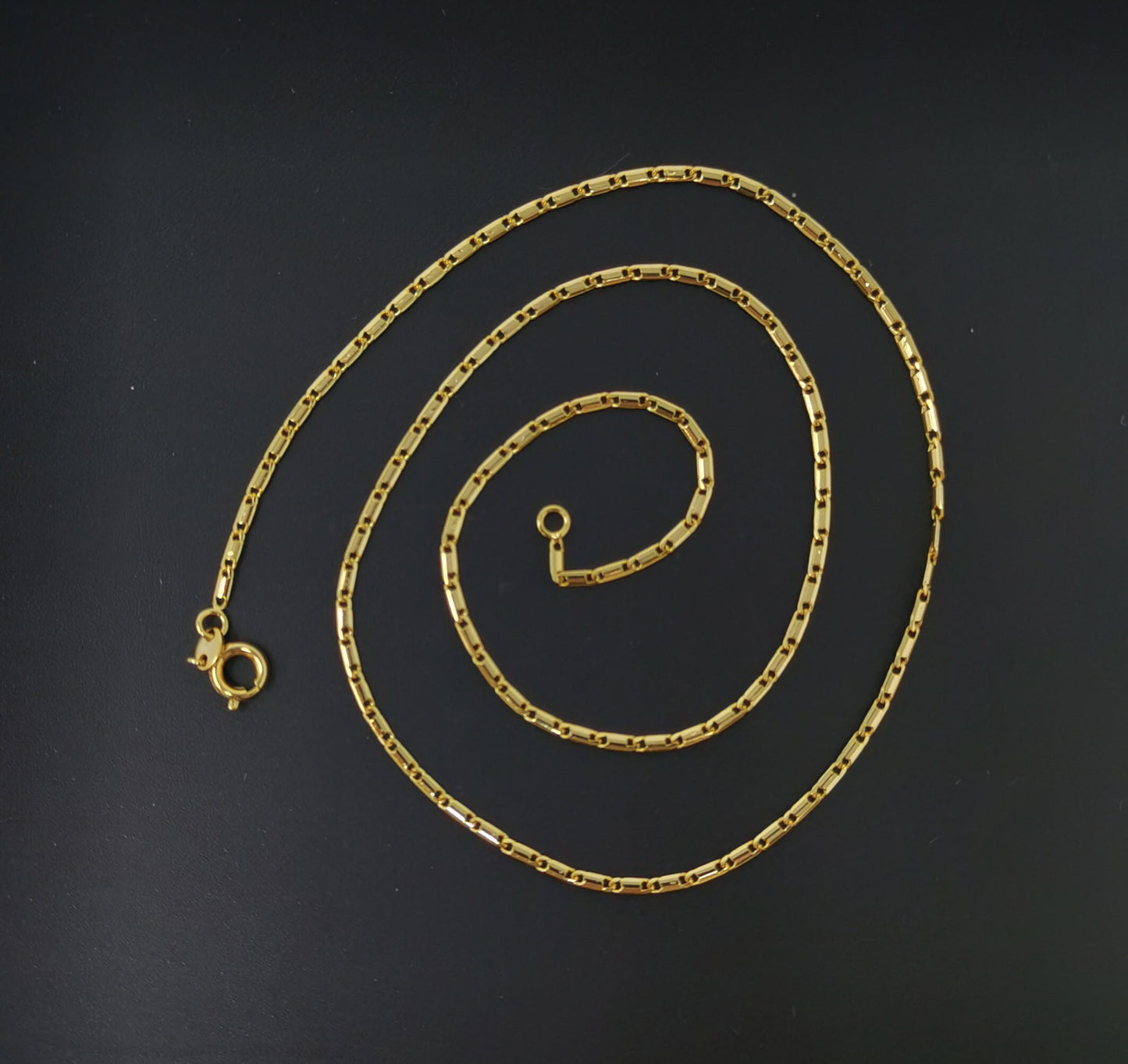 1pc 17.5'' Ready to Use 24K Gold Unique Necklace Chain,Layering Plate Lock Chain Dainty Necklace, Perfect for Pendant Charm, CN-584