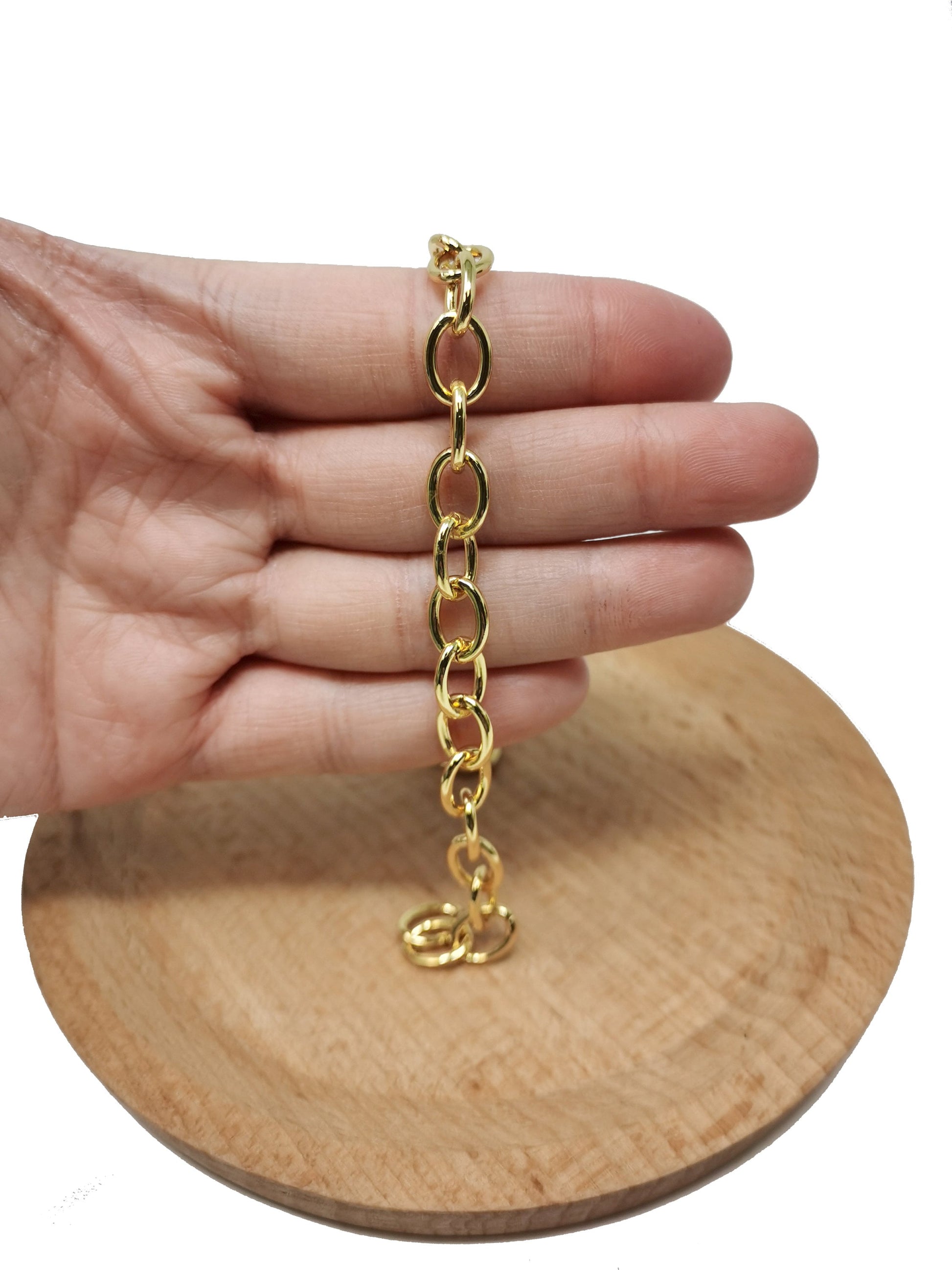 24K Gold Paperclip Chain by Yard, Oval Cable Chain, Wholesale bulk Roll Chain for Jewelry Making, ROLL-70,32