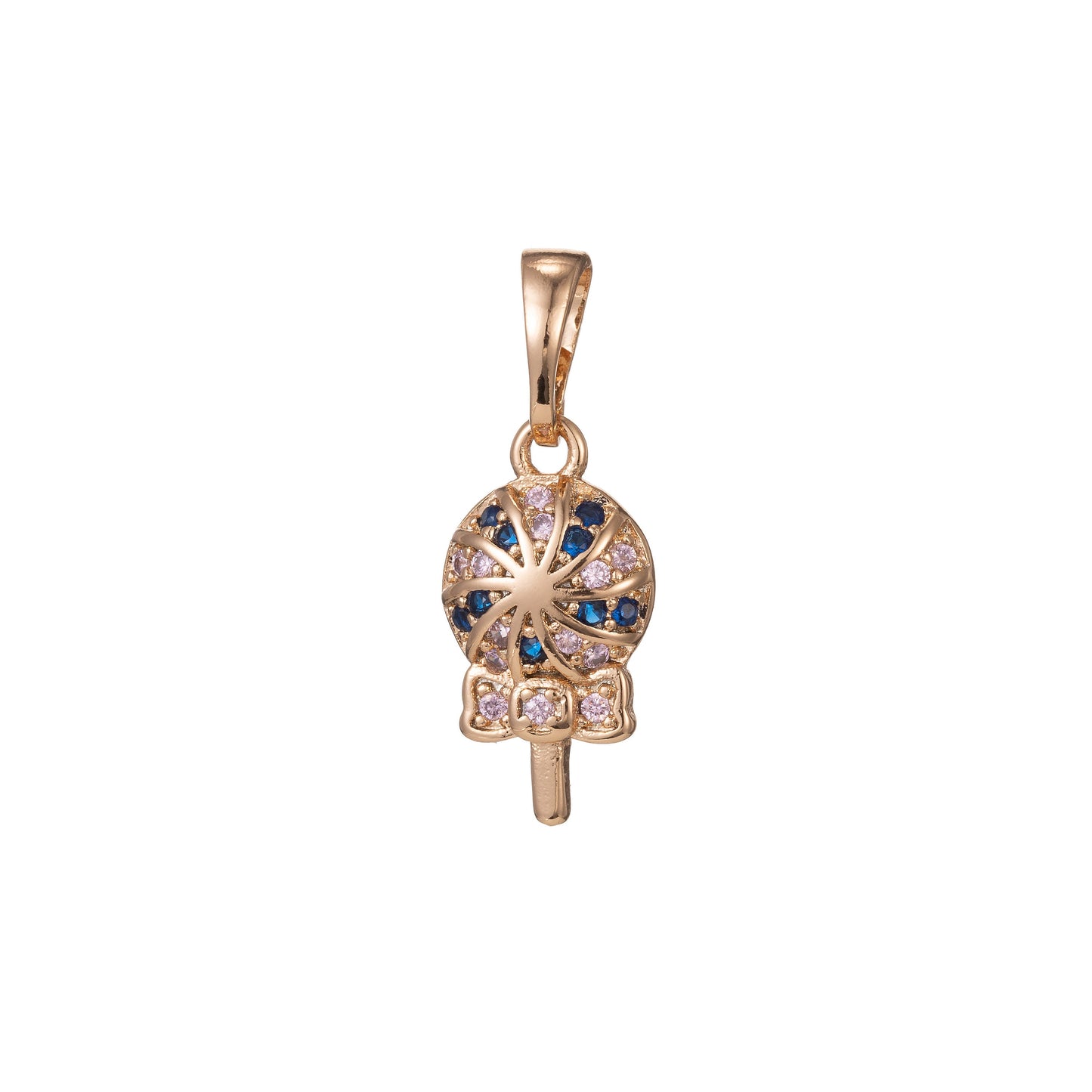 1pc 18k Gold Micro Pave CZ Lollipop Pendant Charm, Lollipop Candy Pendant Charm, Desert Pendant, For DIY Jewelry Making