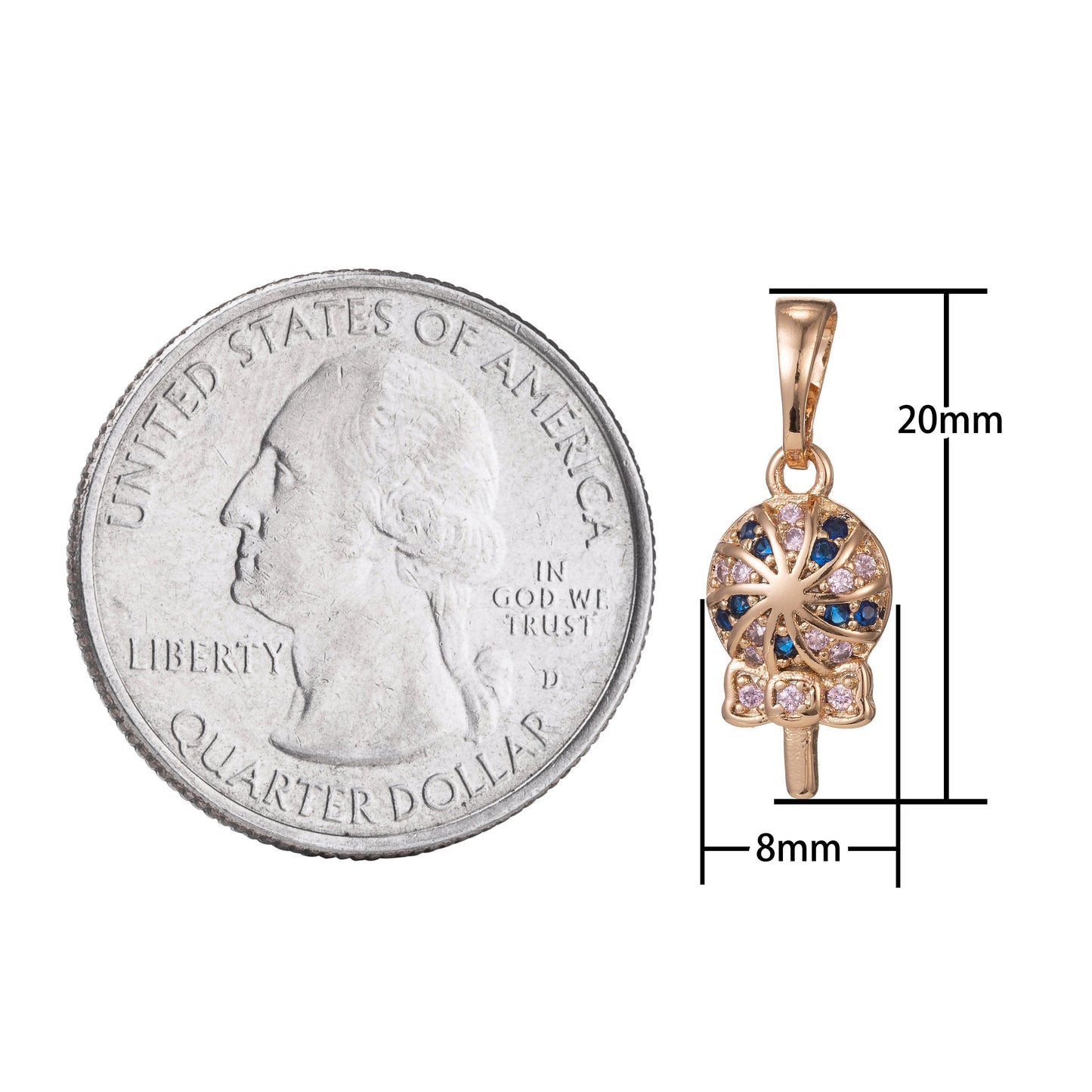 1pc 18k Gold Micro Pave CZ Lollipop Pendant Charm, Lollipop Candy Pendant Charm, Desert Pendant, For DIY Jewelry Making