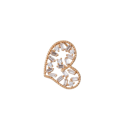 1pc 18k Gold Micro Pave CZ Heart Pendant Charm, Hearts with Micro Pave CZ Pendant Charm, Heart Pendant, For DIY Jewelry
