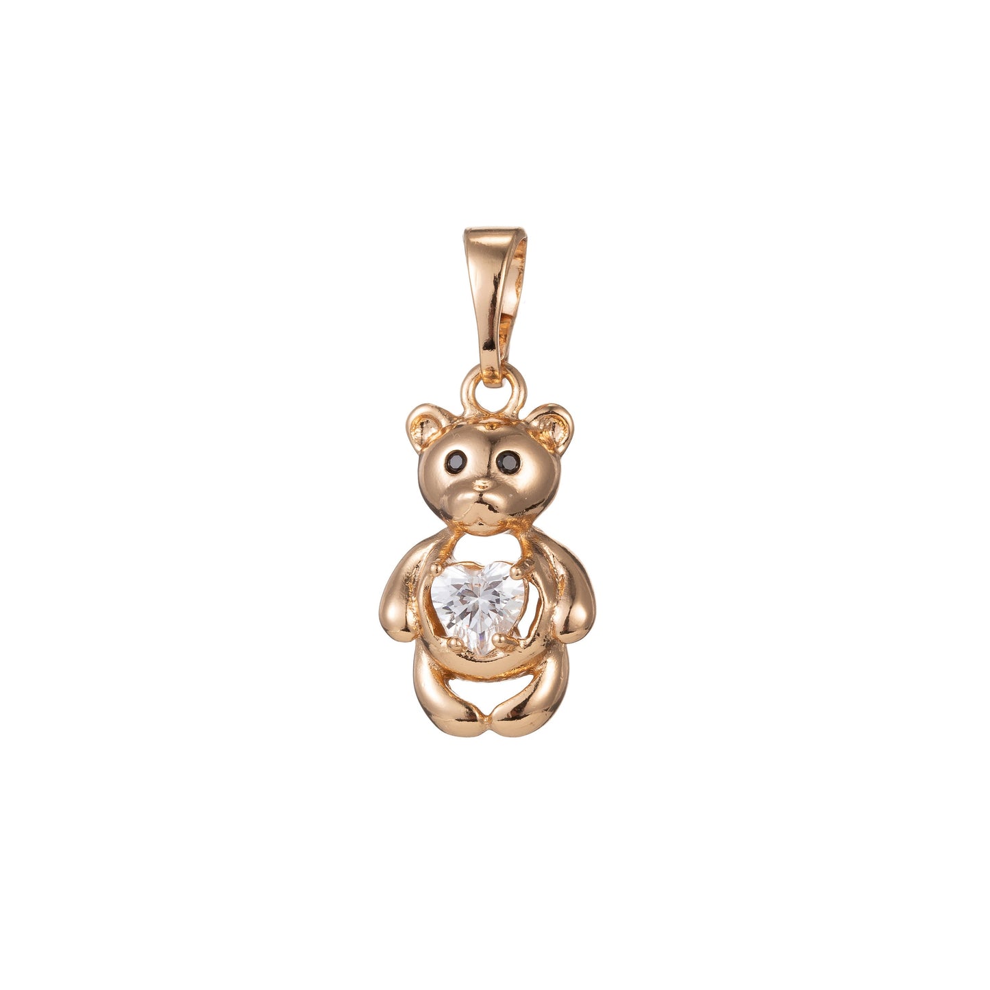 1pc 18k Gold Micro Pave CZ Cutie Bear Pendant Charm, Micro Pave CZ Bear Pendant Charm, Animal Pendant, For DIY Jewelry