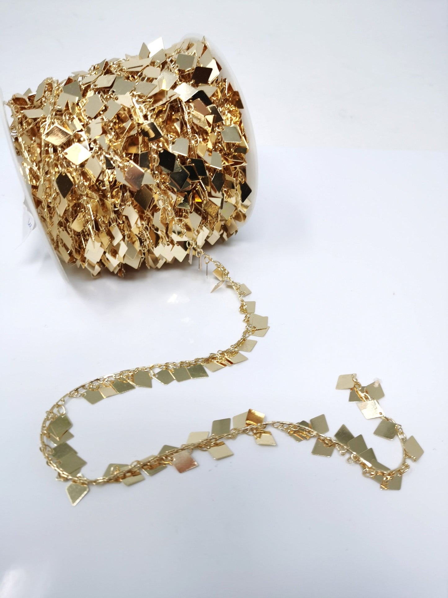 Rhombus 14K Gold Chain by Yard, Rhombus Charm Chain by Foot, Wholesale bulk Roll Chain for Jewelry Making, Thickness 1.5mm, 78