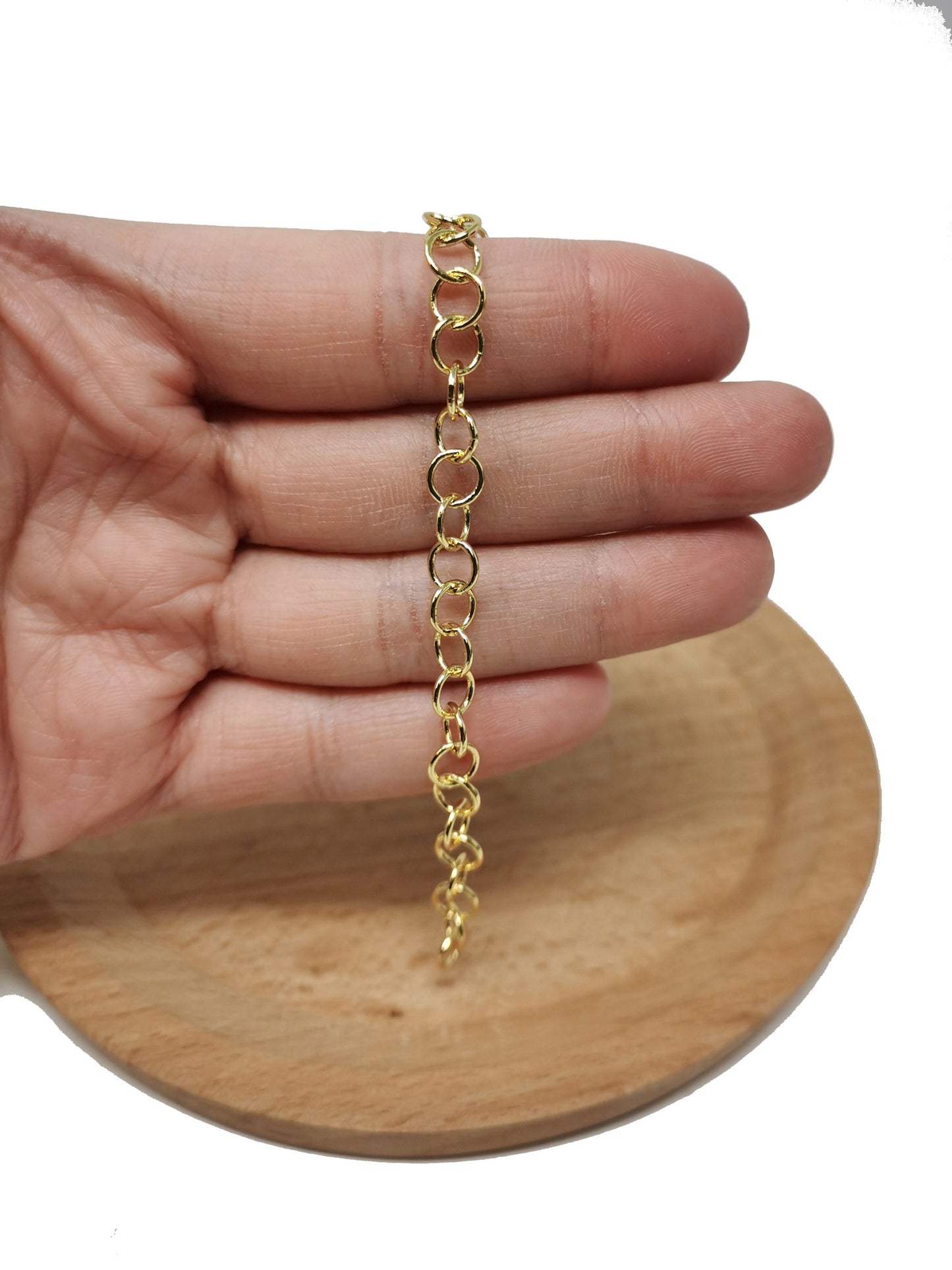 14K Gold Cable Chain by Yard, Cable Chain by Yard , Wholesale bulk Roll Chain for Jewelry Making, Thickness 0.8mm,79