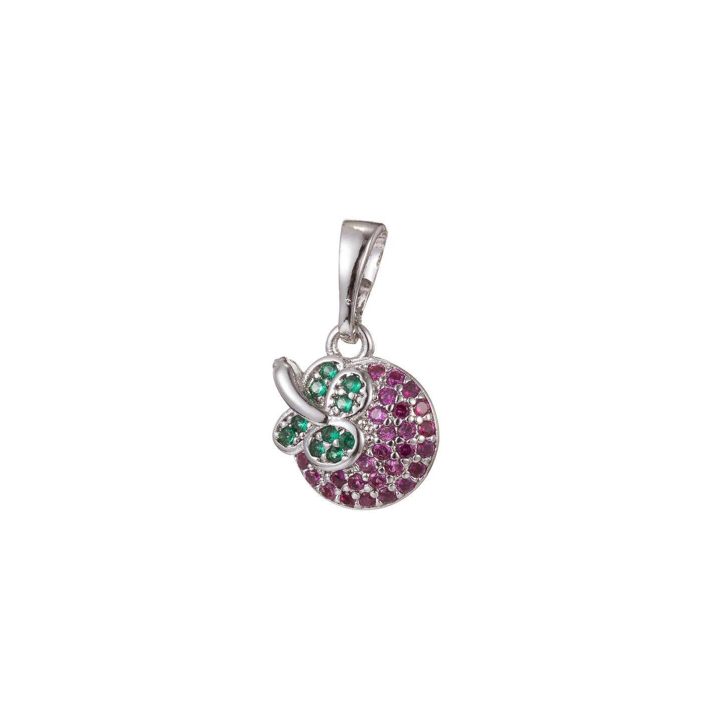 1pc 18k Gold Micro Pave CZ Apple Pendant Charm, Micro Pave CZ Apple Pendant Charm, Fruit Pendant, For DIY Jewelry