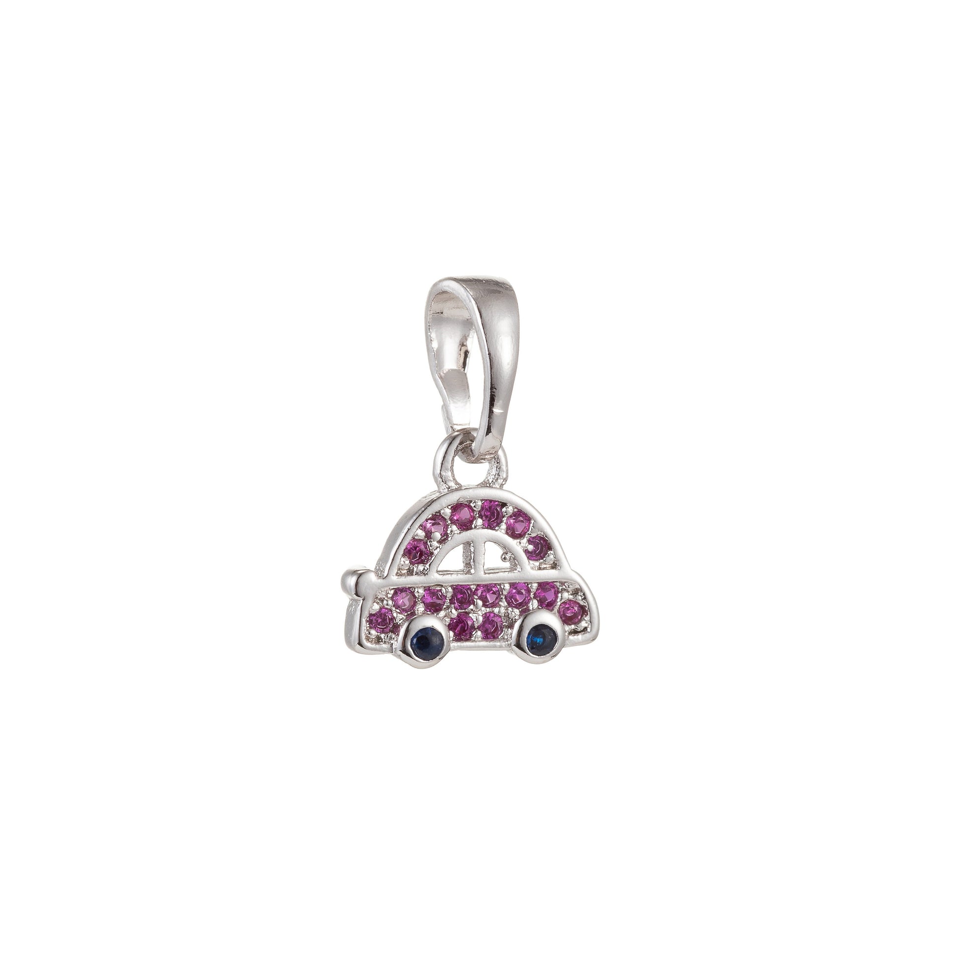1pc 18k Gold Micro Pave CZ Cute Car Pendant Charm, Micro Pave CZ Pendant Charm, Car Pendant, For DIY Jewelry