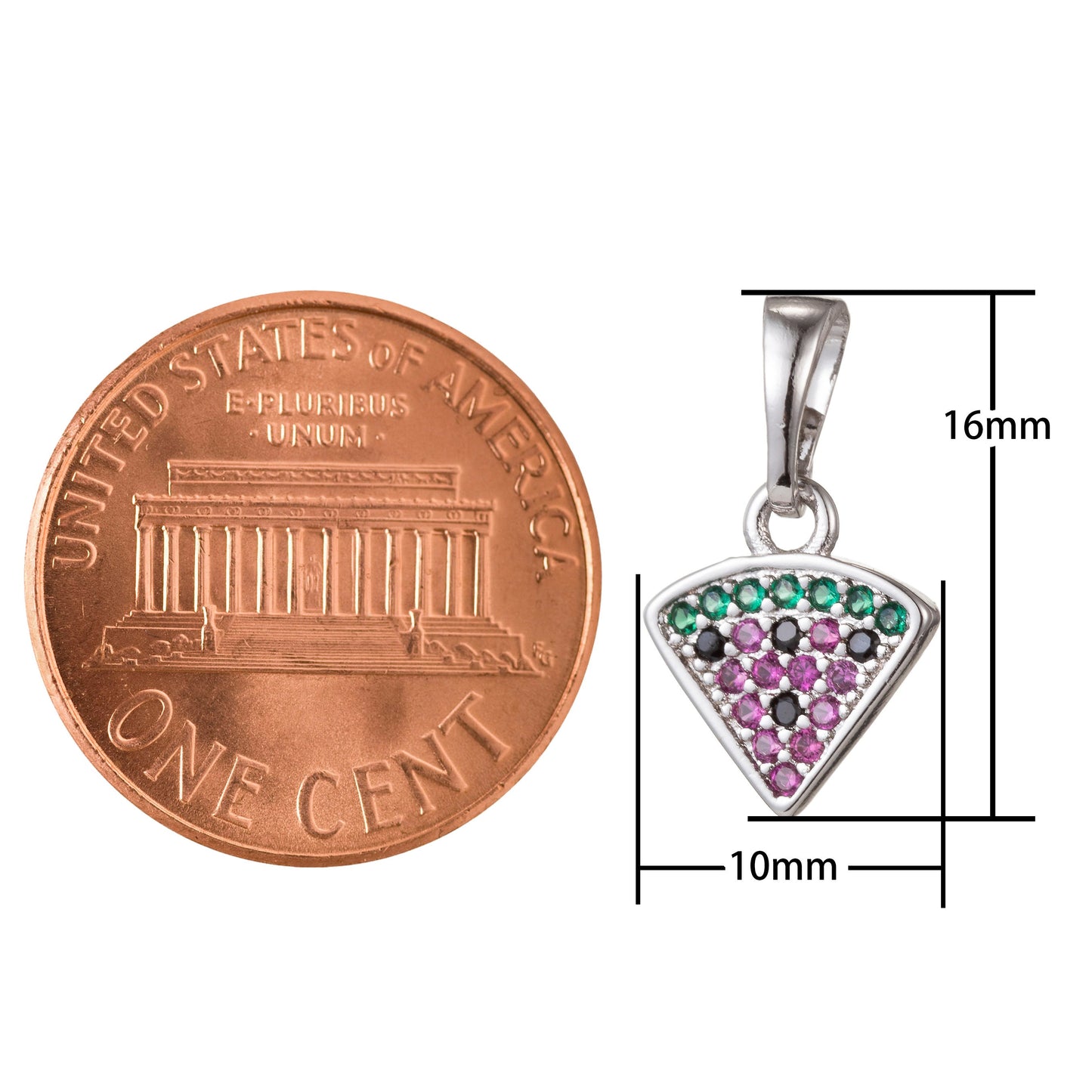 1pc 18k Gold Micro Pave CZ Crafted Pizza Pendant Charm, Slice of Pizza Pendant Charm, Pendant, For DIY Jewelry,
