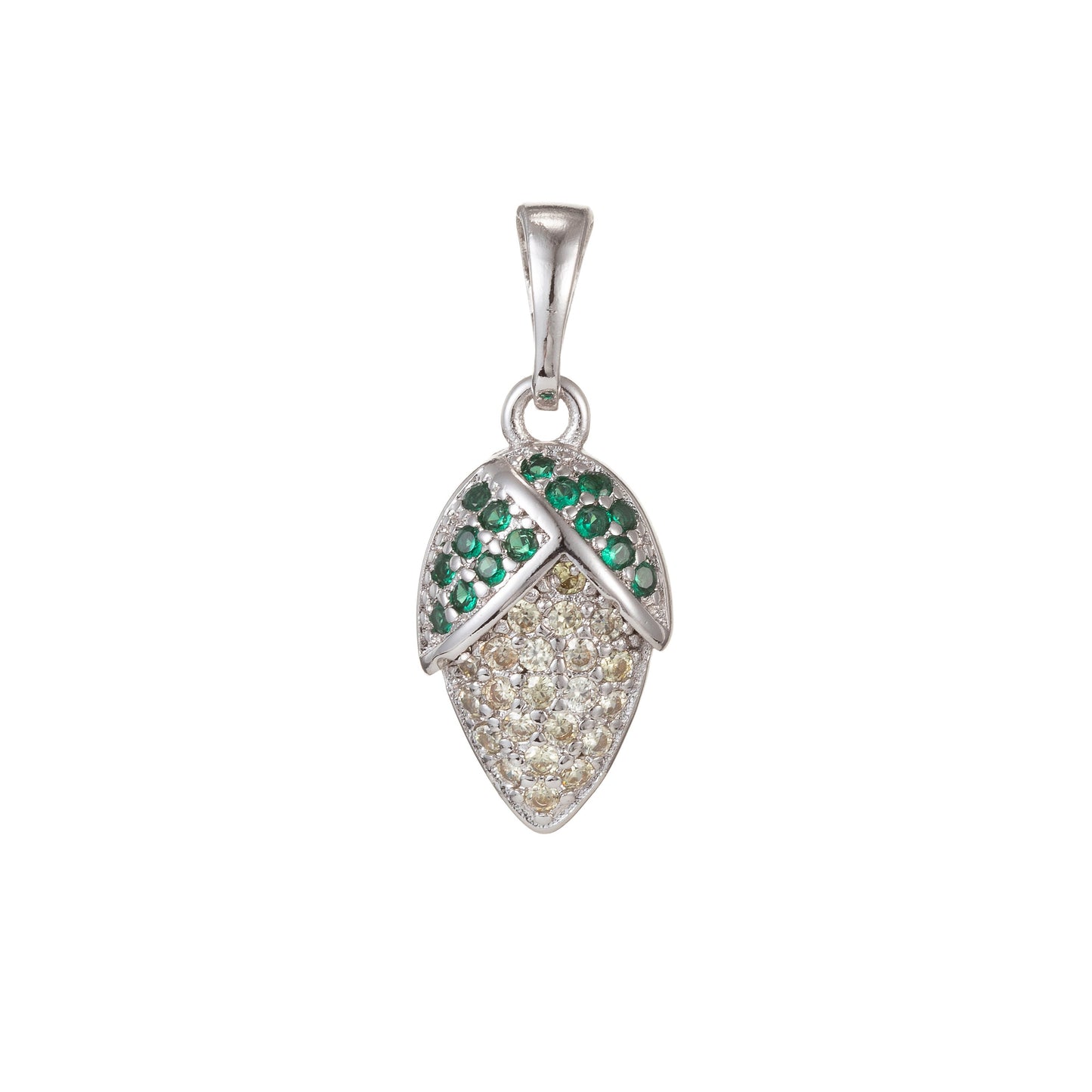 1pc 18k Gold Micro Pave CZ Corn Pendant Charm, Corn Pendant Charm, Veggie Pendant, For DIY Jewelry Making