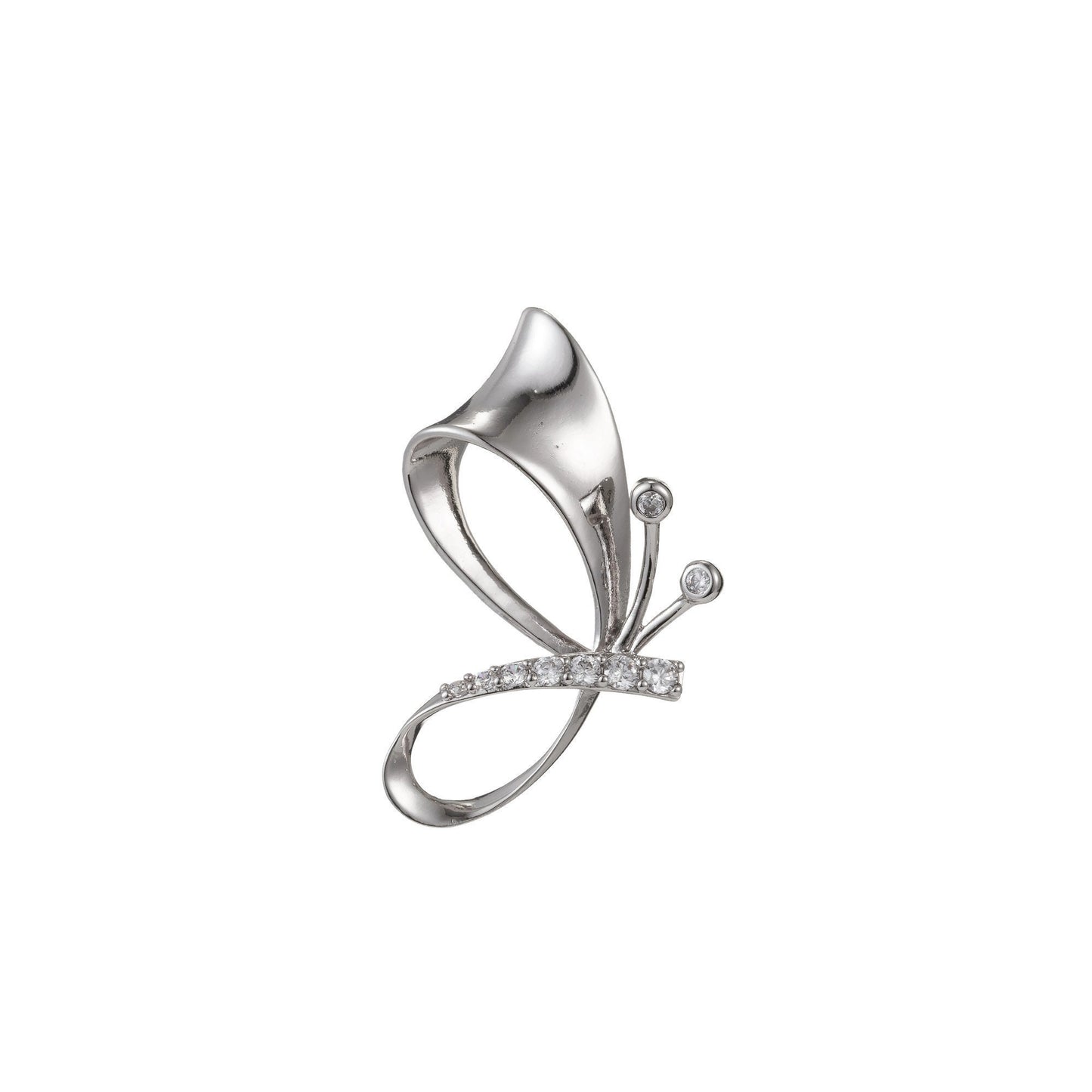 1pc White Gold Micro Pave CZ Butterfly Pendant Charm, Butterfly Pendant Charm, White Butterfly Pendant, For DIY Jewelry