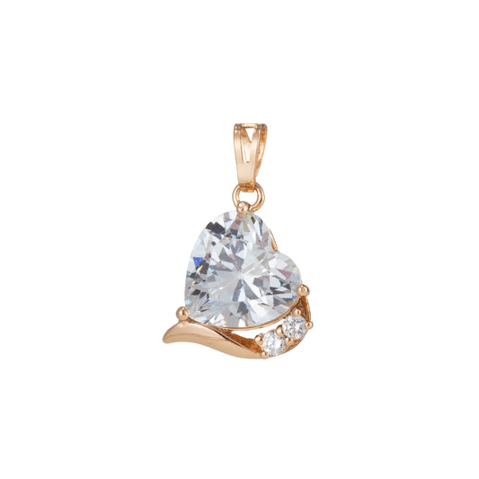 1pc 18k Gold Micro Pave CZ Heart Pendant Charm, Heart with CZ Pendant Charm, Heart Pendant, For DIY Jewelry