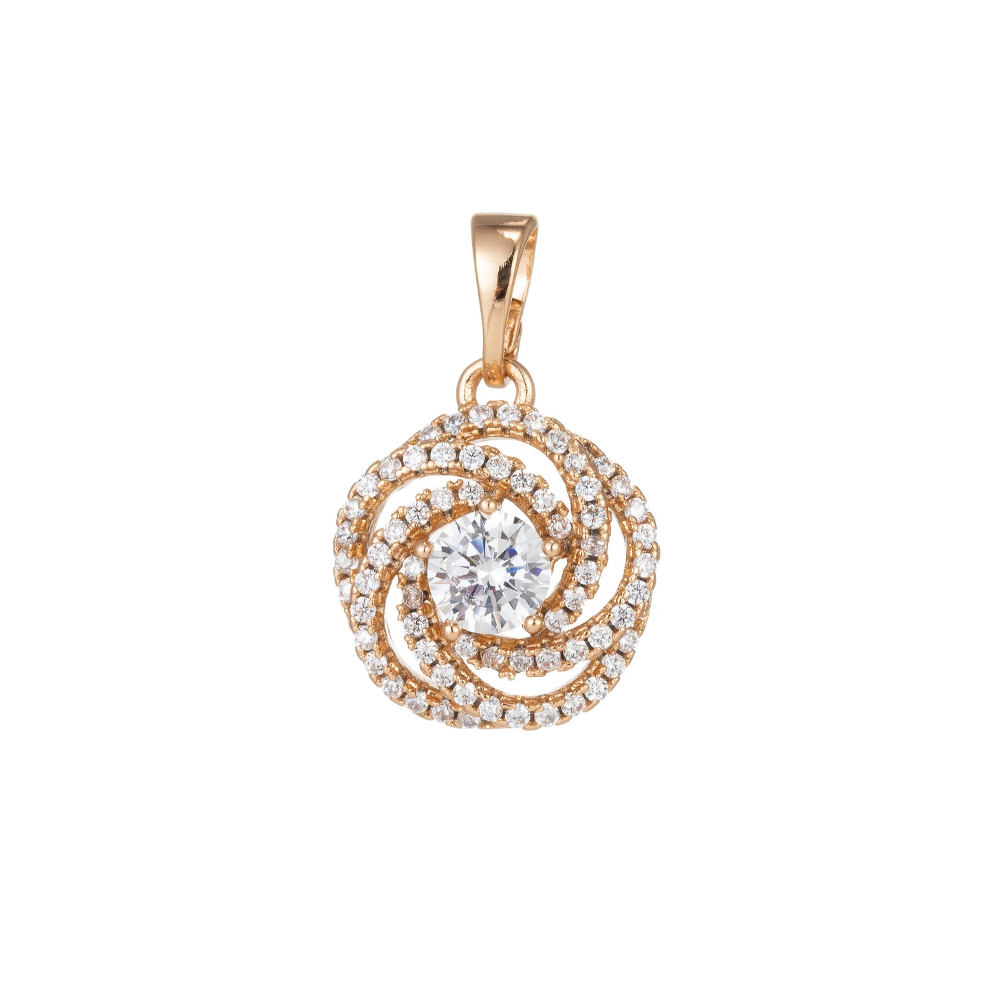 1pc 18k Gold Micro Pave CZ Flower Pendant Charm, Micro Pave CZ Geometric Pendant Charm, Pendant, For DIY Jewelry, 1464